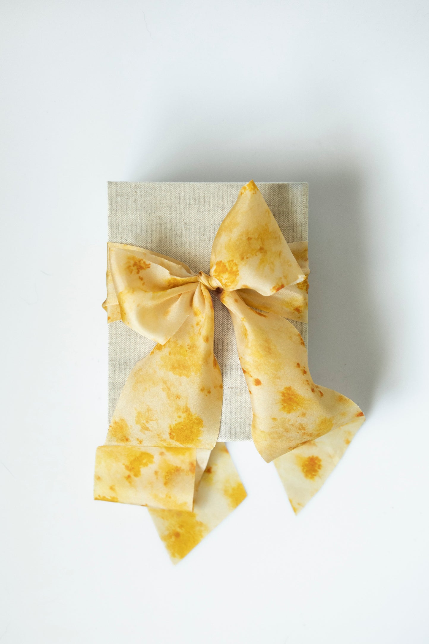 Botanical Print /  Marigold Yellow Silk Ribbon