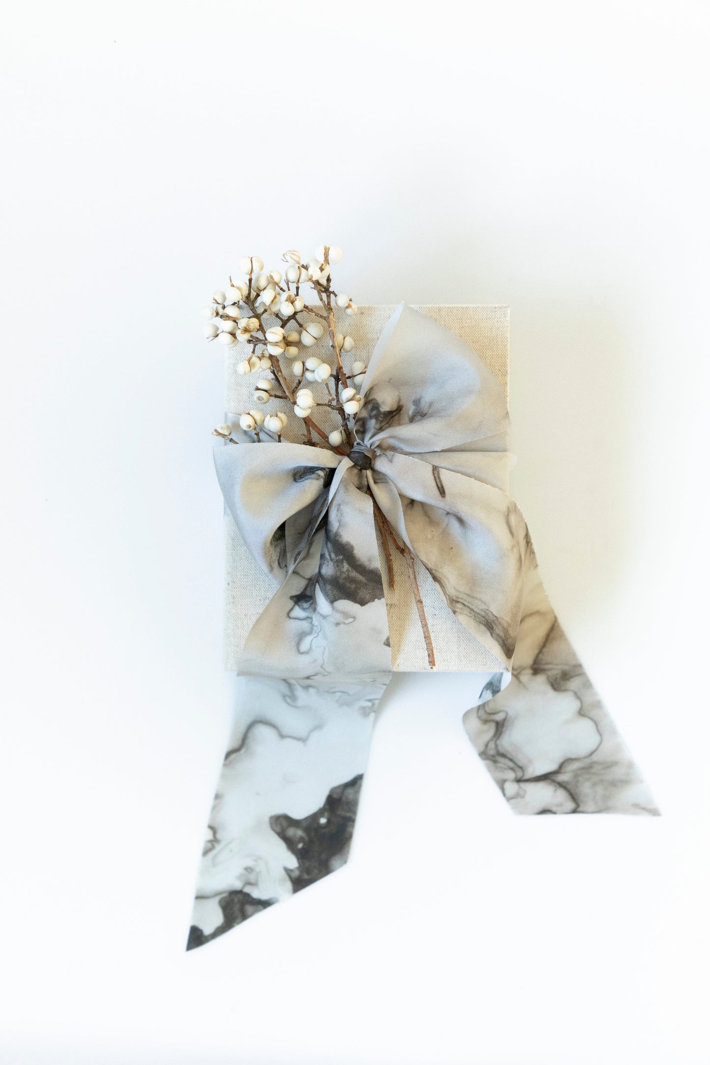 Botanical Print / Woodgrain Silk Ribbon