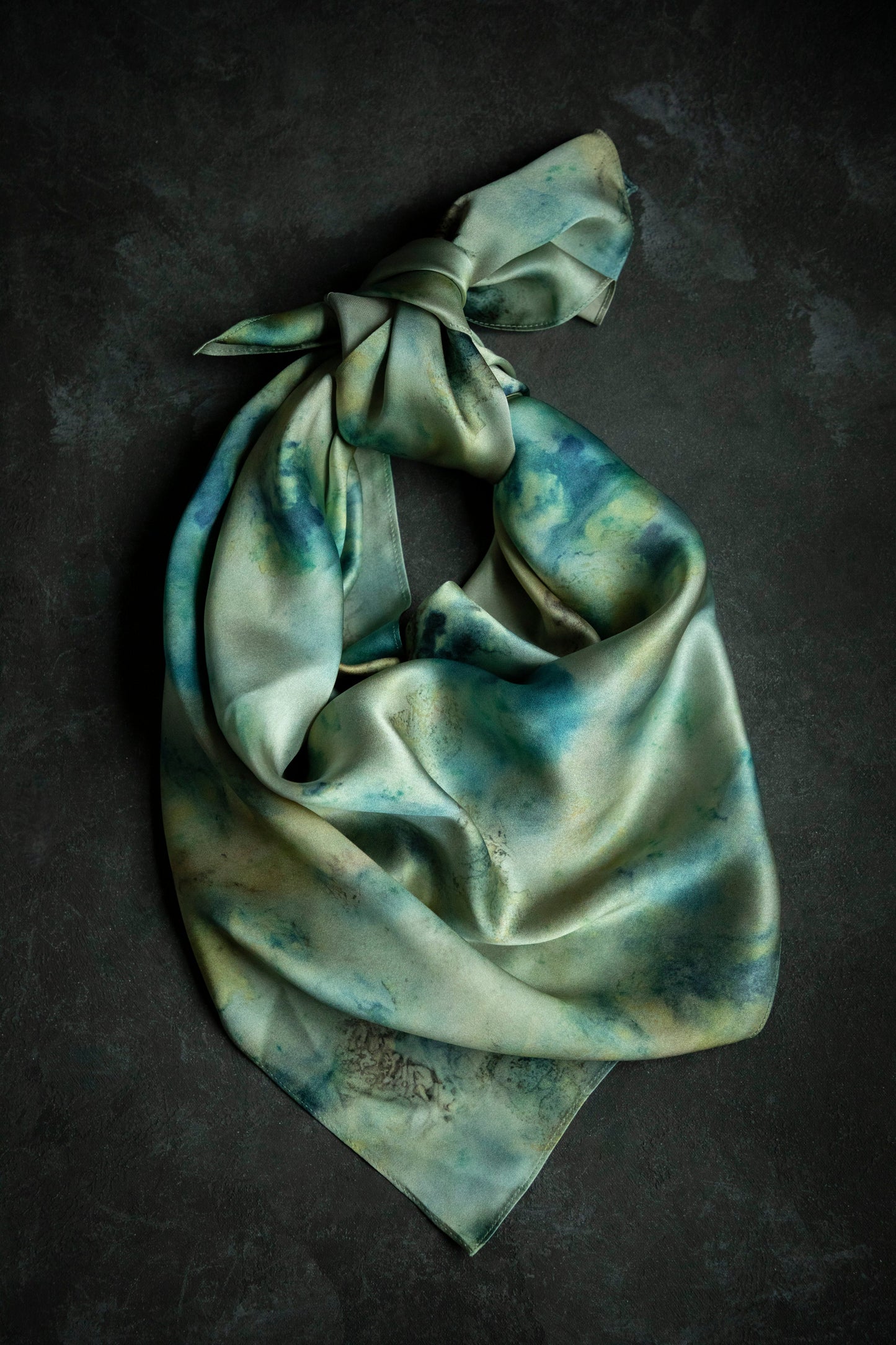 Botanical Print Pure Silk Scarf / Seascape