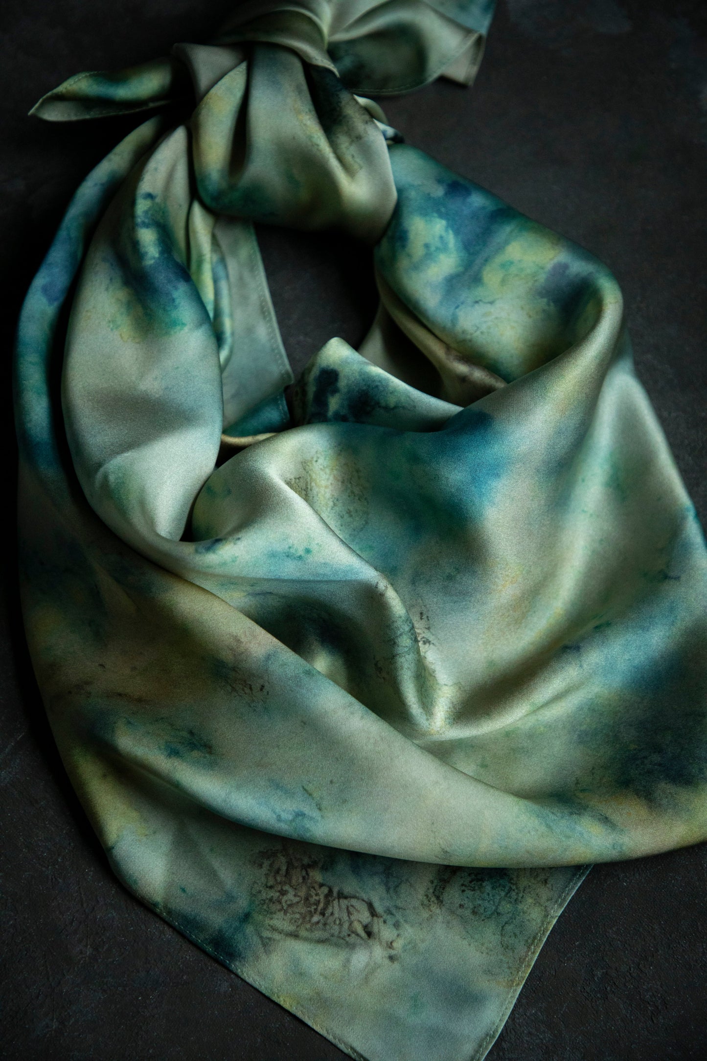 Botanical Print Pure Silk Scarf / Seascape