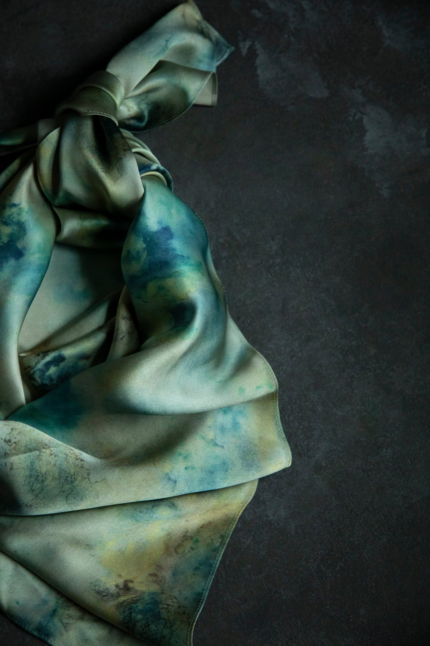 Botanical Print Pure Silk Scarf / Seascape