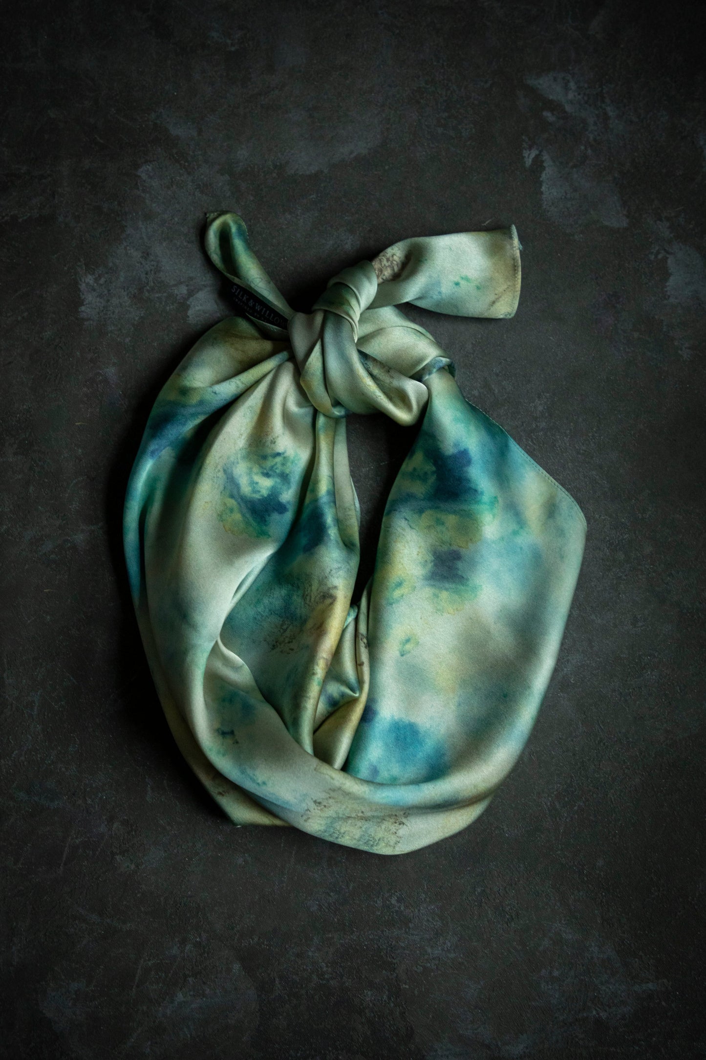 Botanical Print Pure Silk Scarf / Seascape