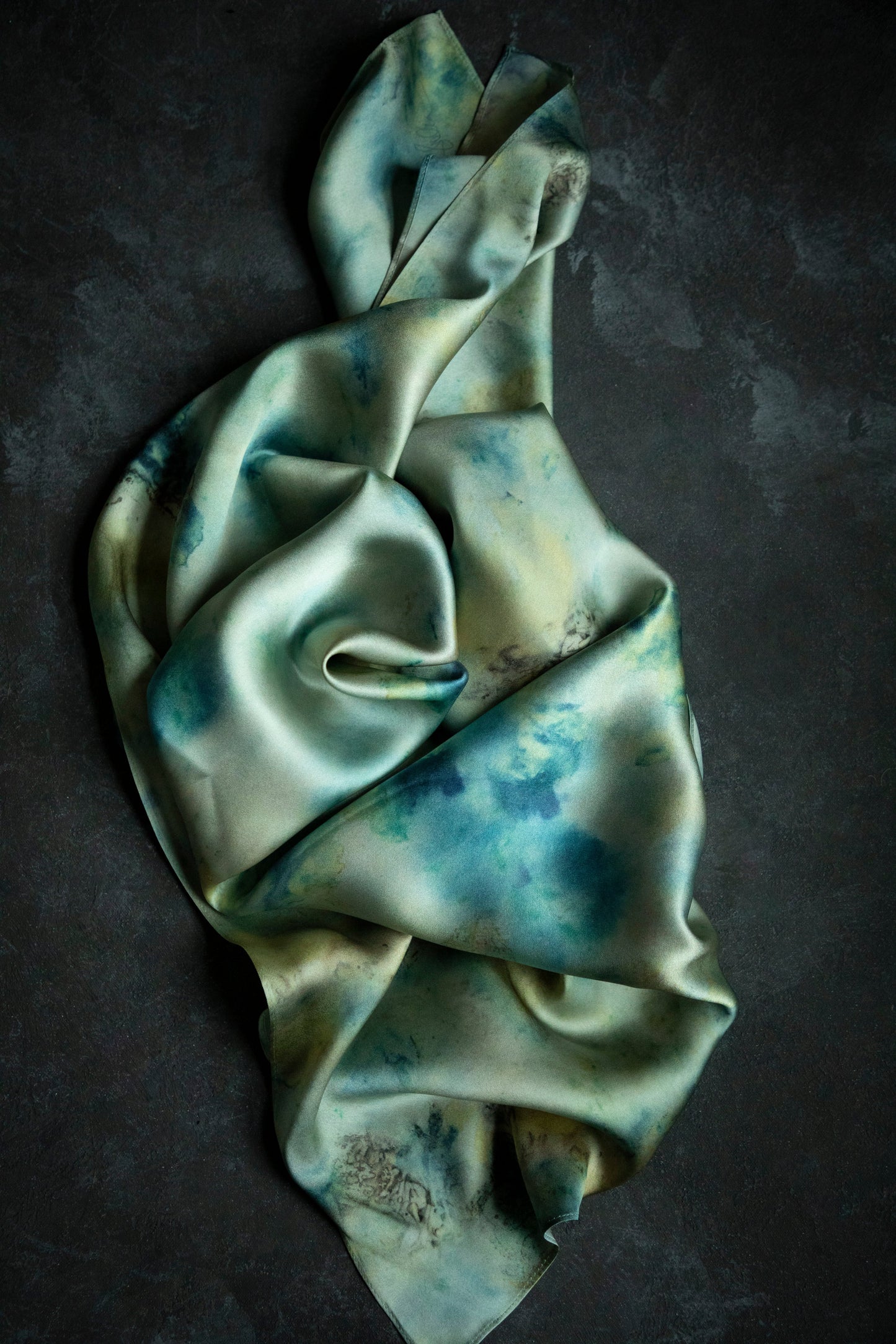 Botanical Print Pure Silk Scarf / Seascape