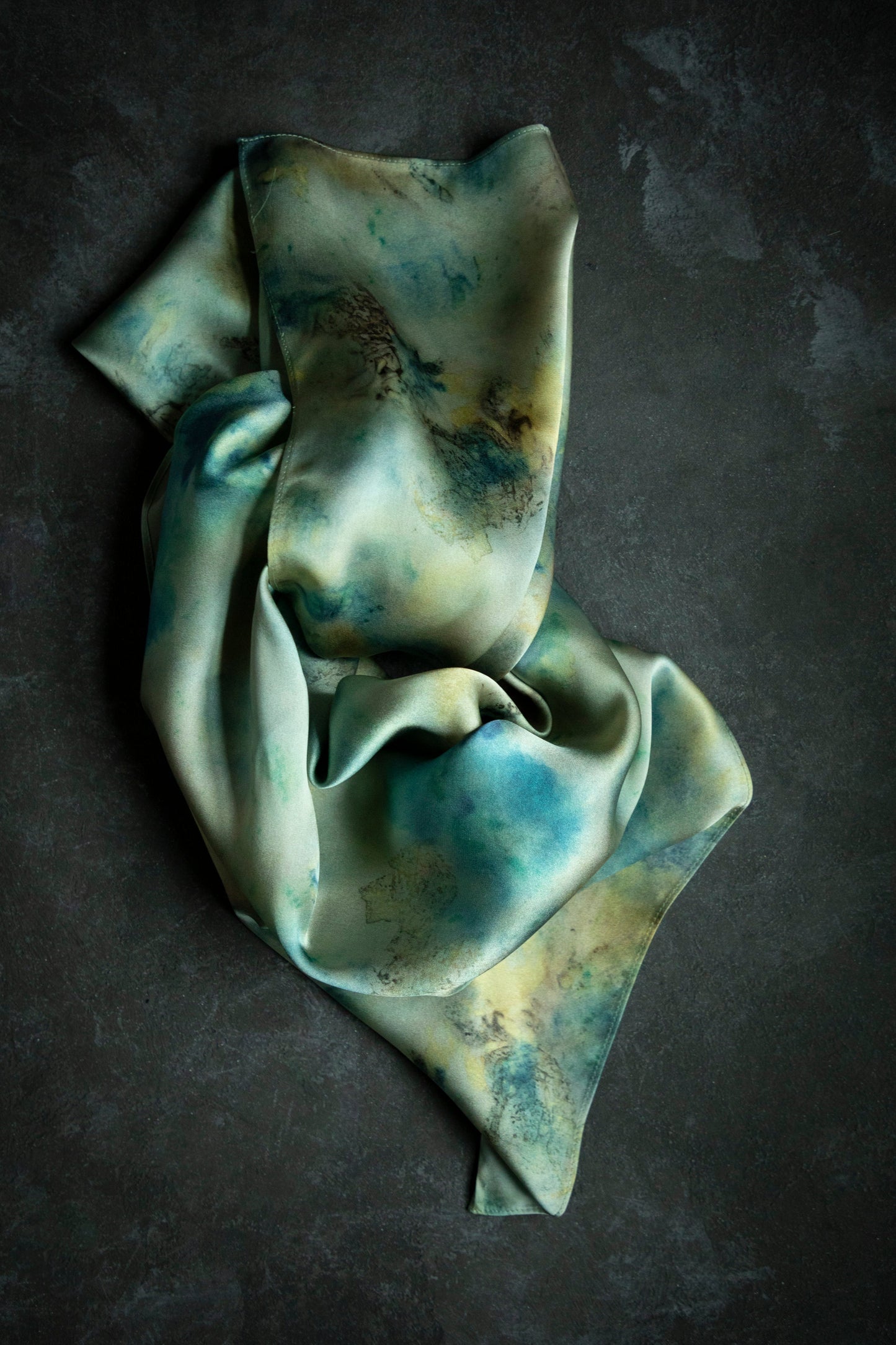 Botanical Print Pure Silk Scarf / Seascape