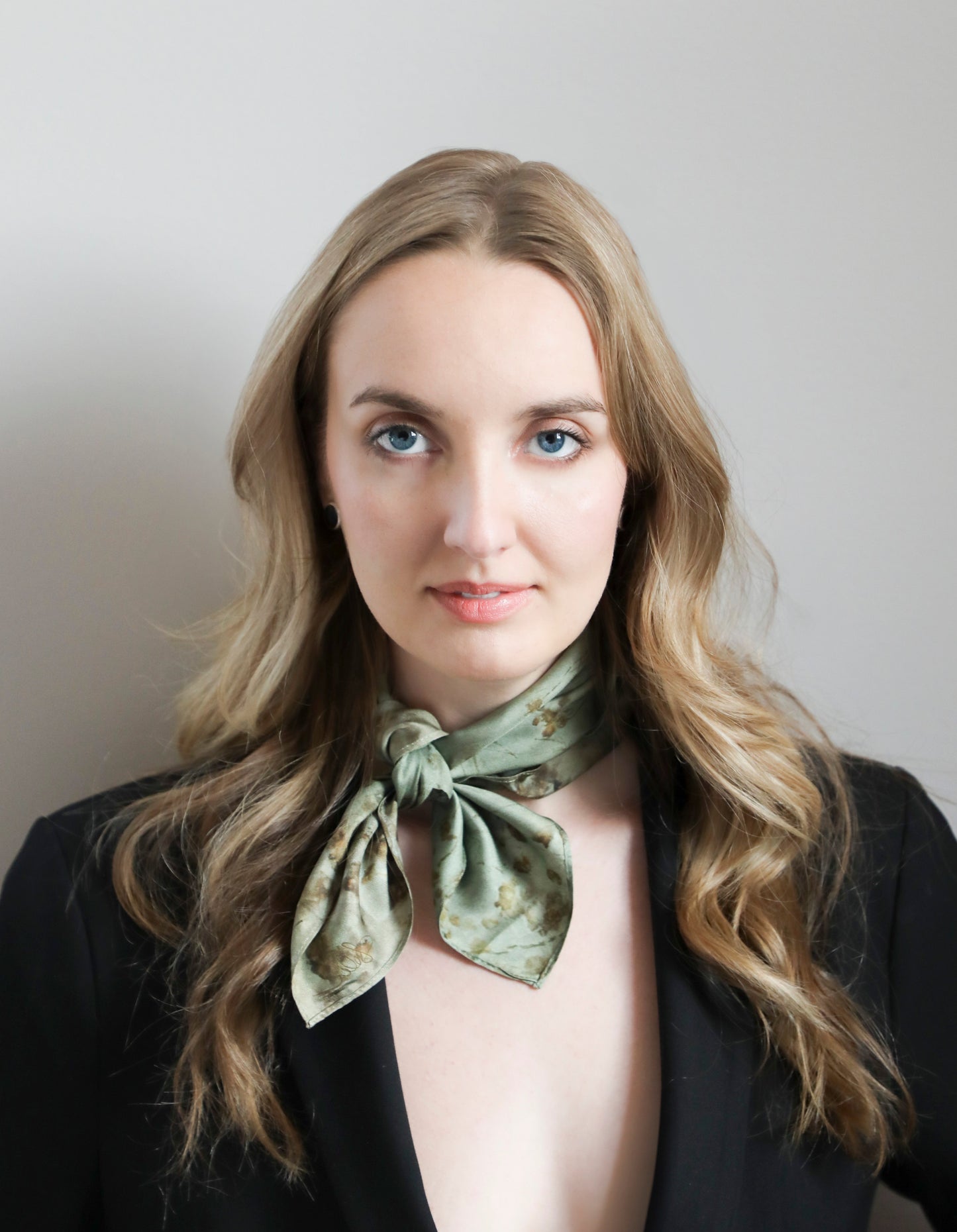 Botanical Print Pure Silk Scarf / Coreopsis Sage