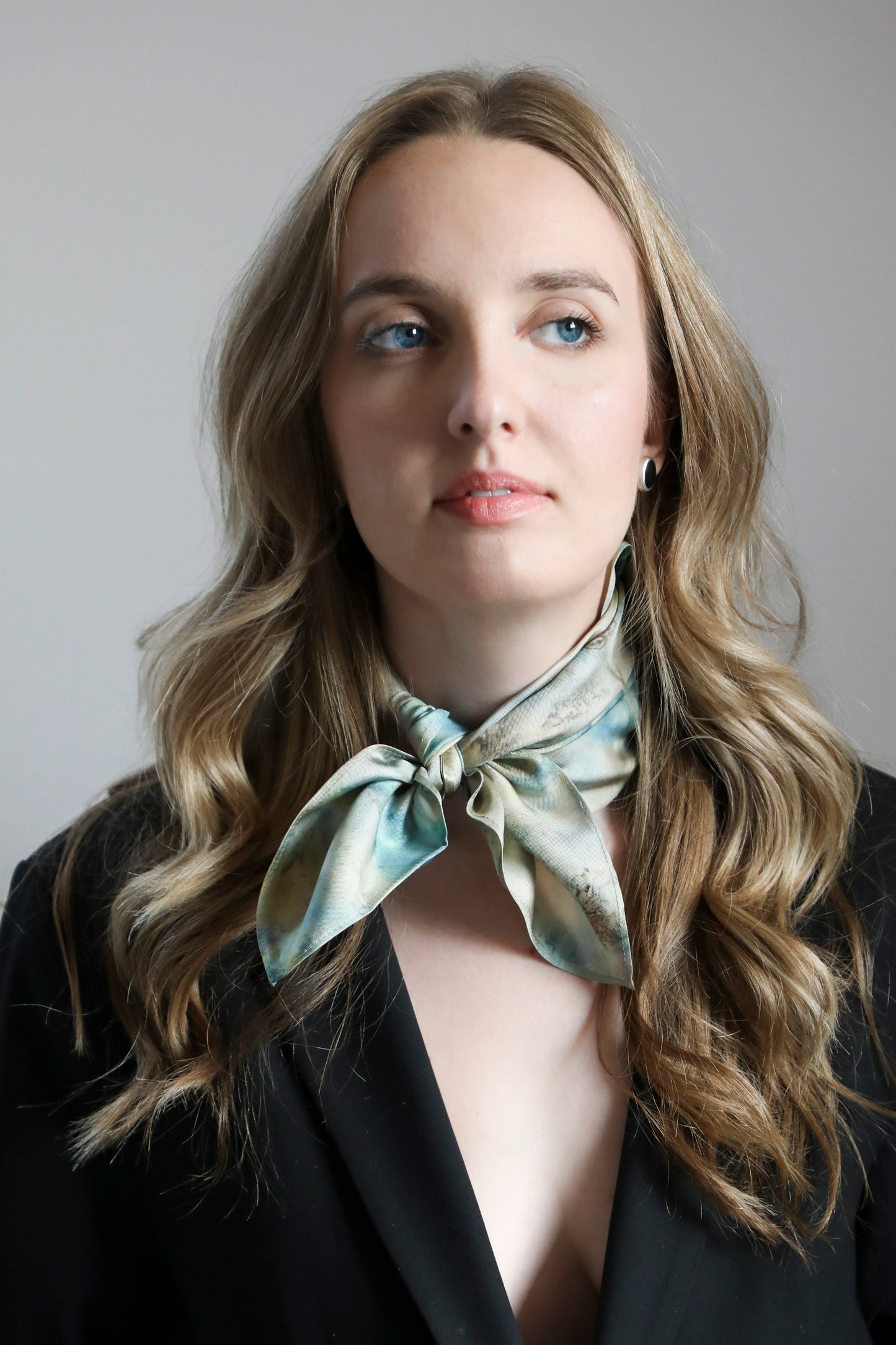 Botanical Print Pure Silk Scarf / Seascape