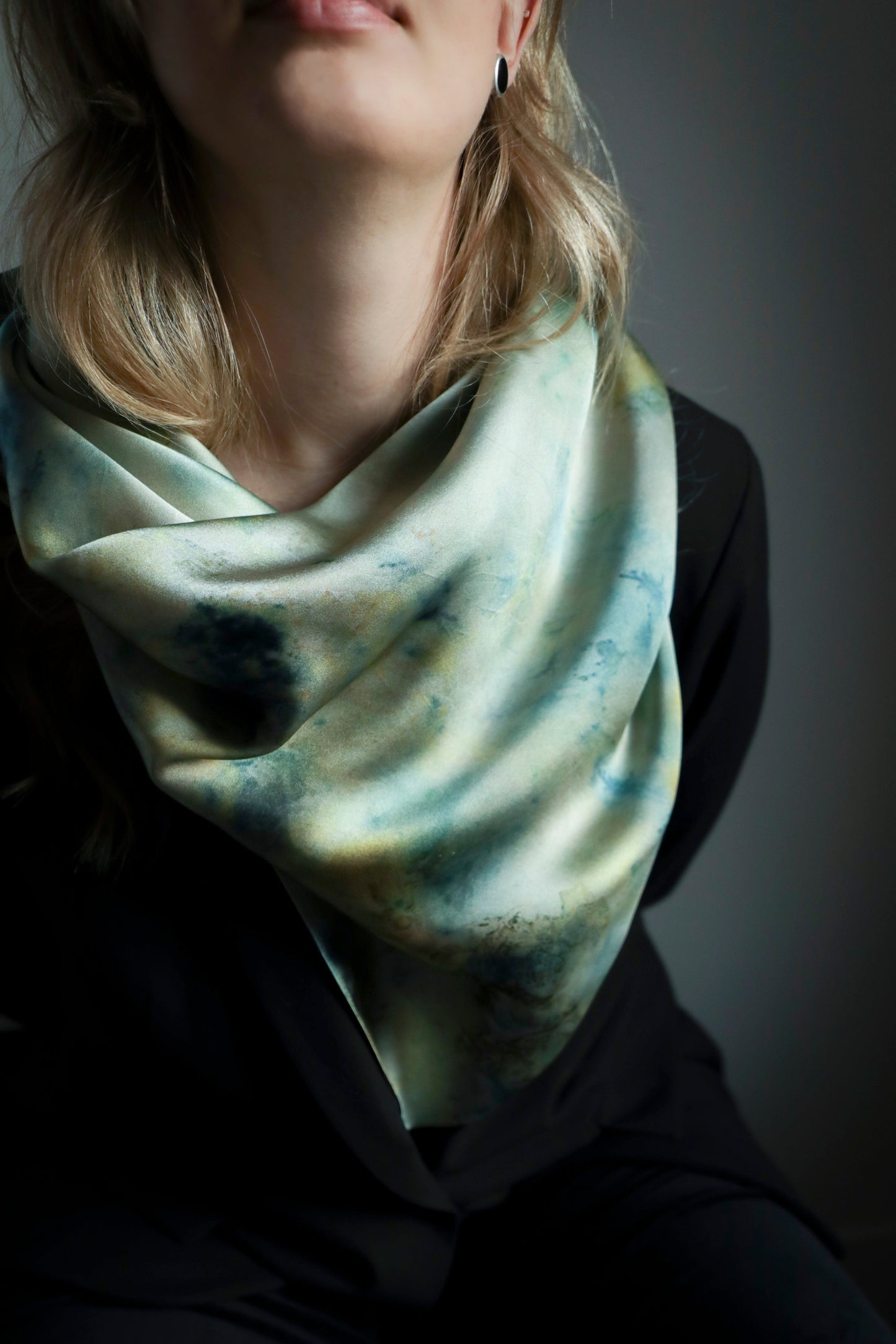 Botanical Print Pure Silk Scarf / Seascape