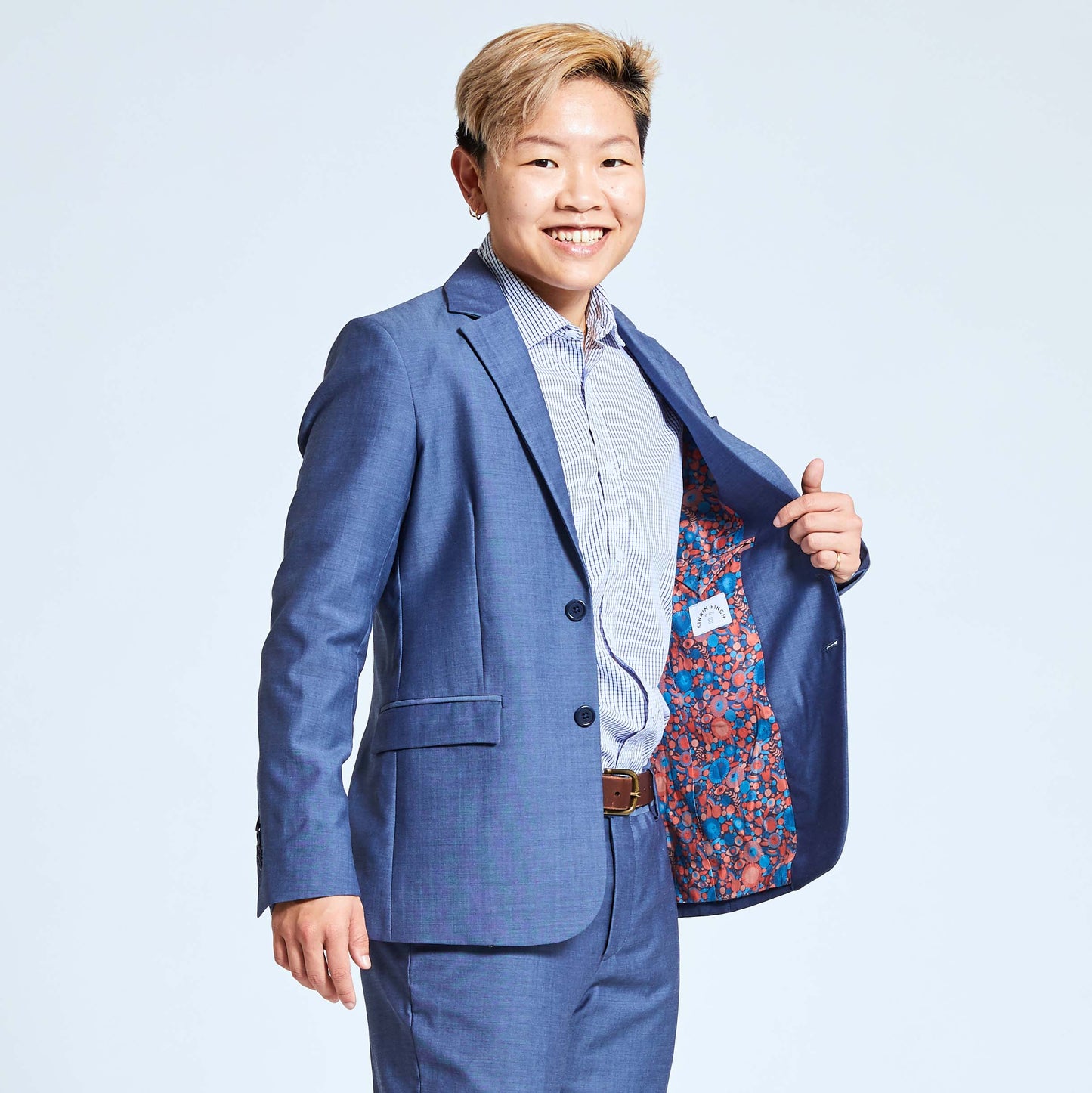 The Georgie Slate Blue Blazer X Lisa Congdon Lining - No Contrast Button Hole