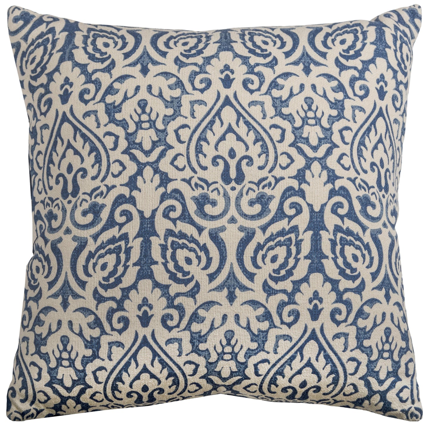 Damask Print 100% Cotton Poly Filled Decorative Throw Pillow