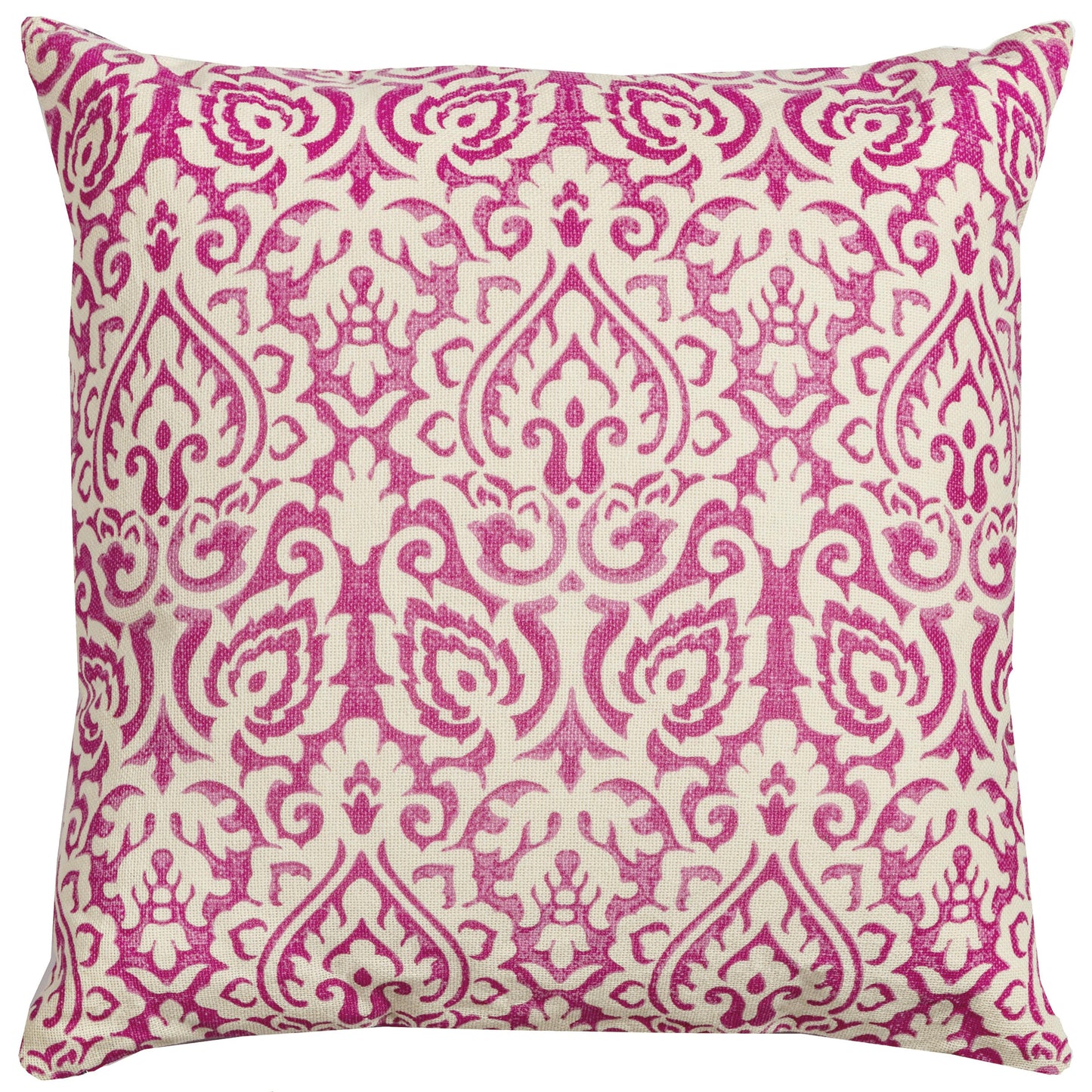 Damask Print 100% Cotton Poly Filled Decorative Throw Pillow