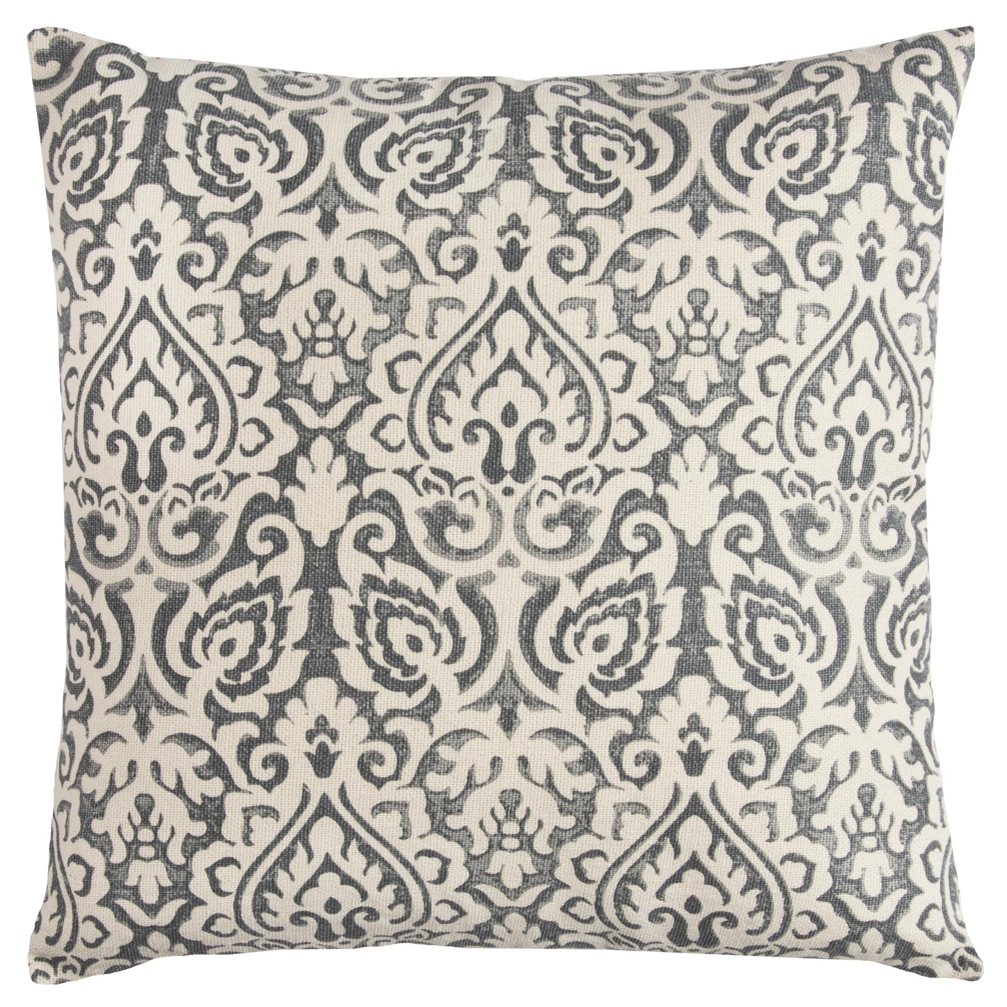 Damask Print 100% Cotton Poly Filled Decorative Throw Pillow
