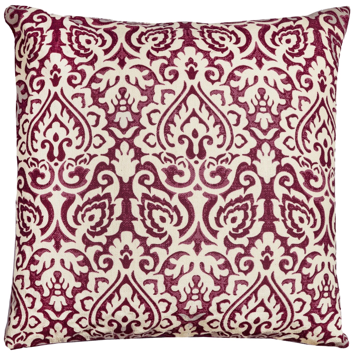 Damask Print 100% Cotton Poly Filled Decorative Throw Pillow