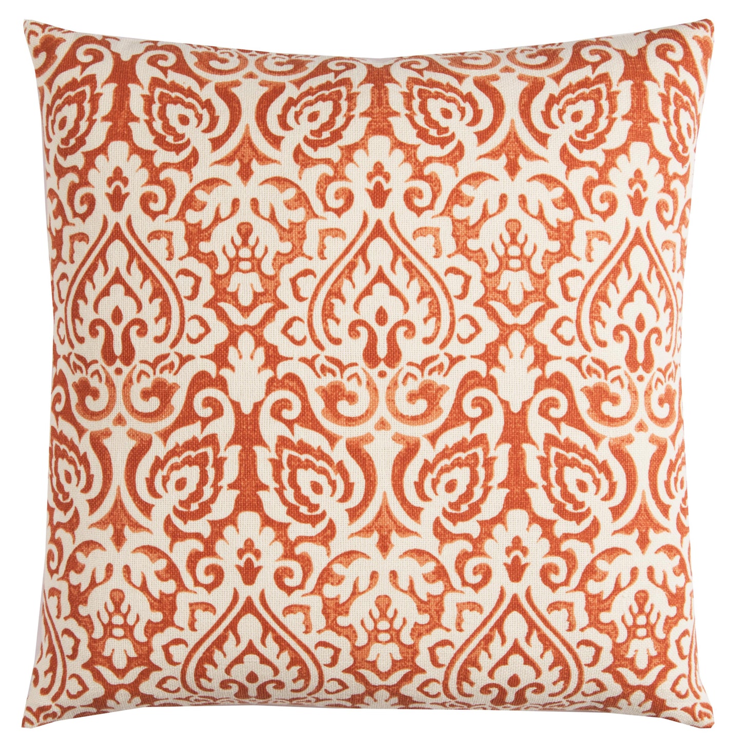 Damask Print 100% Cotton Poly Filled Decorative Throw Pillow