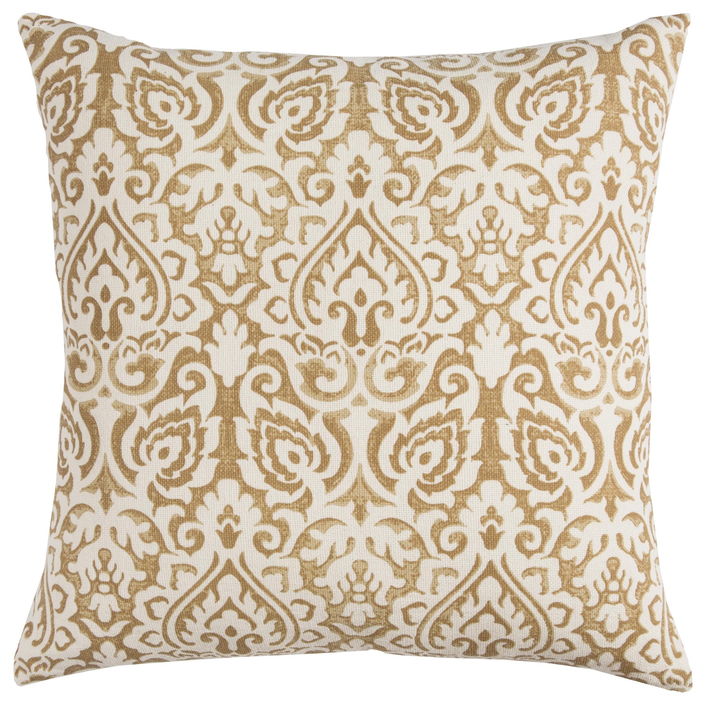 Damask Print 100% Cotton Poly Filled Decorative Throw Pillow