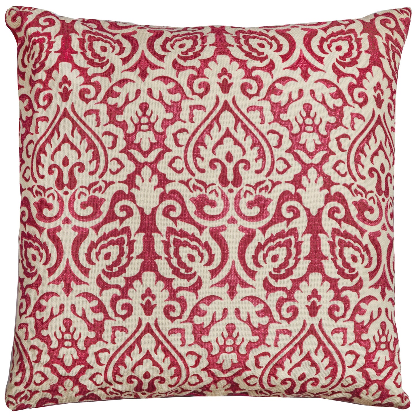 Damask Print 100% Cotton Poly Filled Decorative Throw Pillow