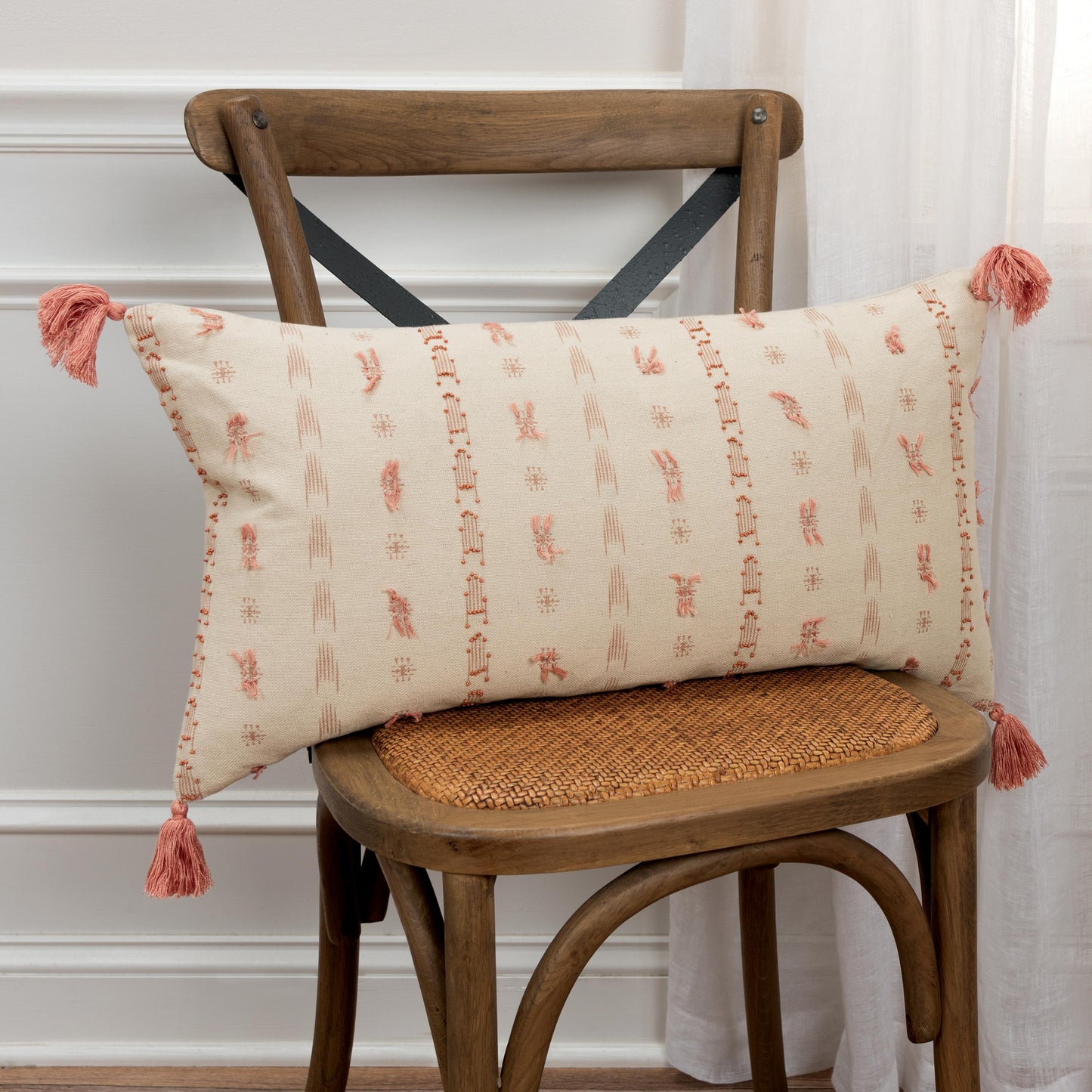 Geometric Print Knife Edge 100% Cotton Poly Filled Decorative Throw Pillow