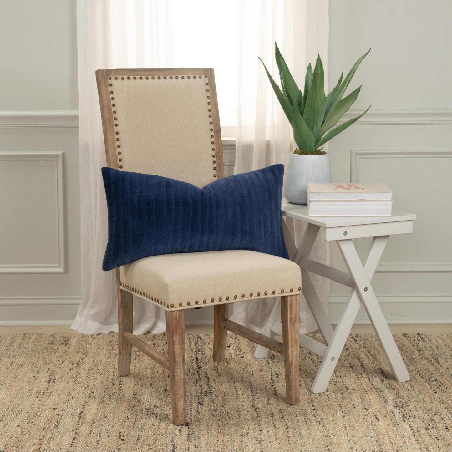 Embroidered 100% Cotton Stripe Decorative Throw Pillow