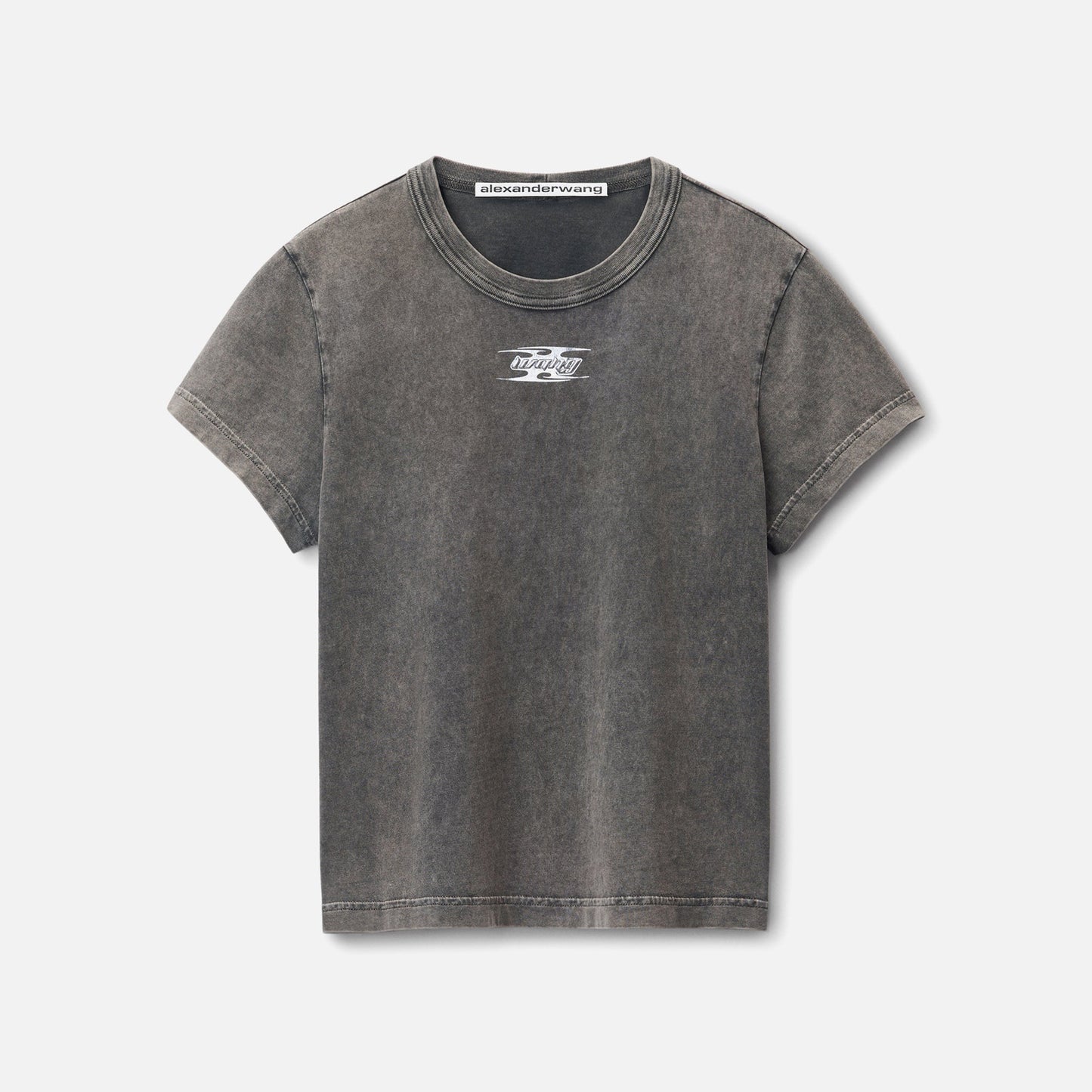 T by Alexander Wang Shrunken Tee with Blade Logo - Grey