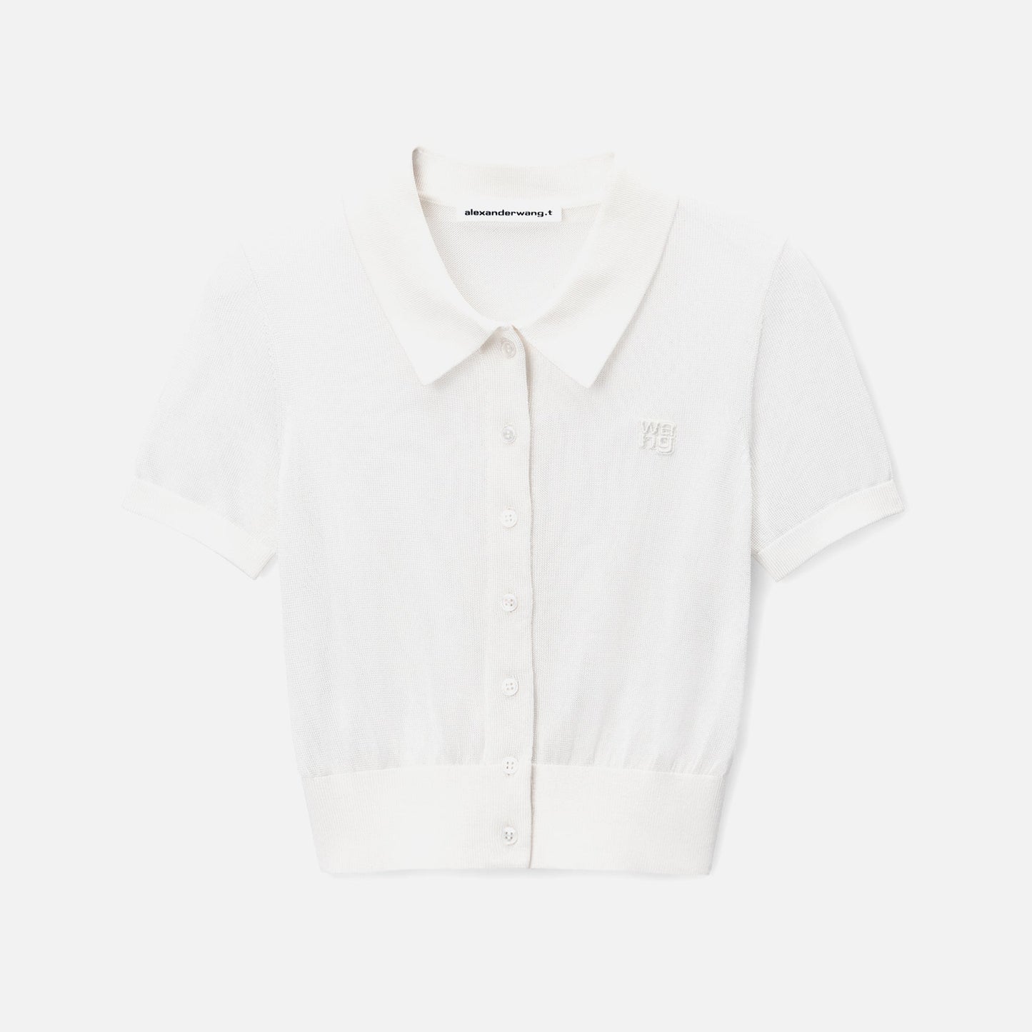 T by Alexander Wang Short Sleeve Polo Cardigan - Soft White