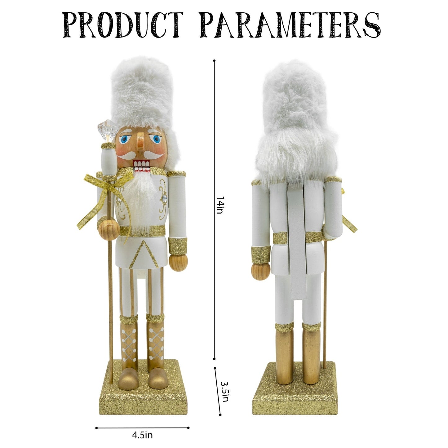14" Winter Gold & White Nutcracker