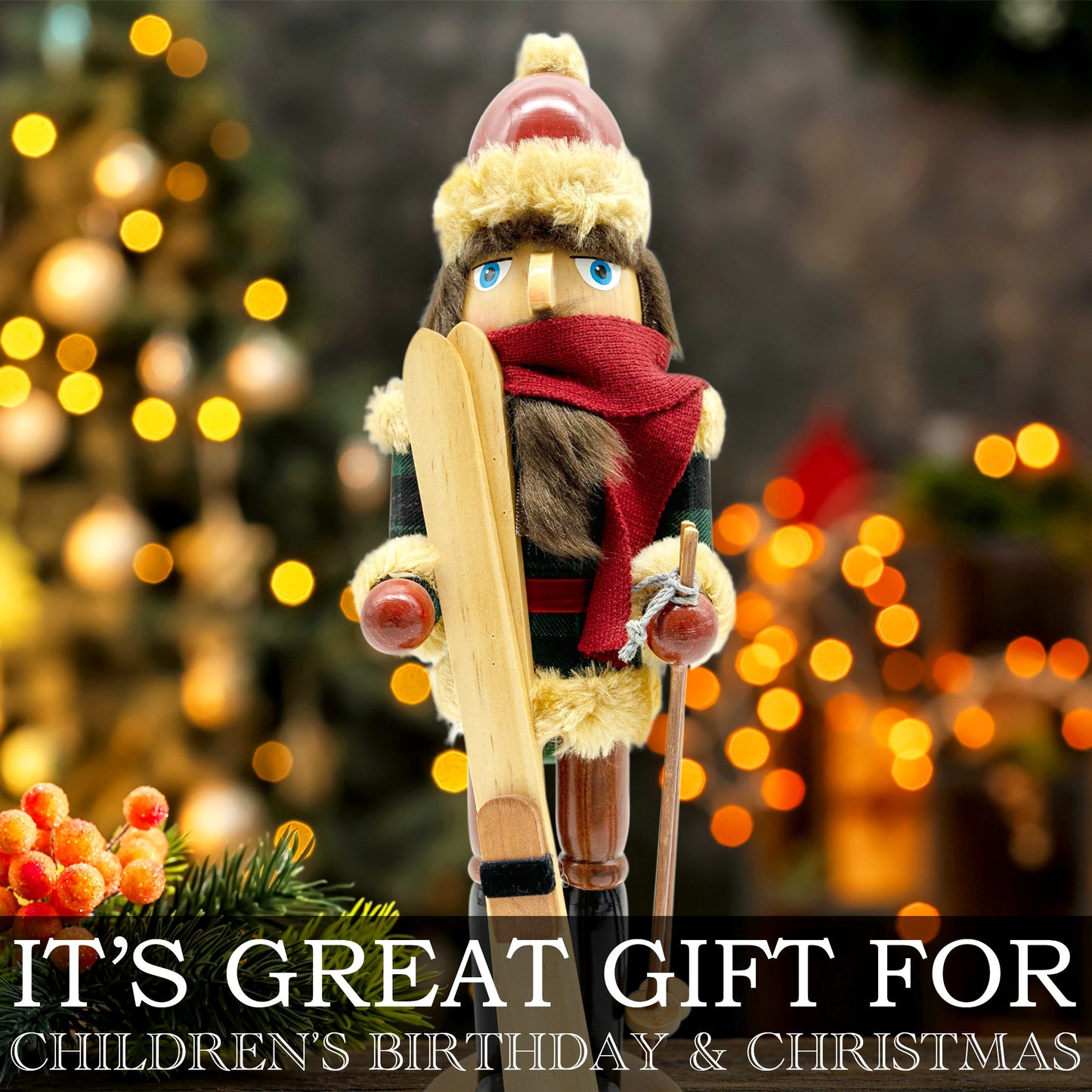 14" Skier Christmas Nutcracker