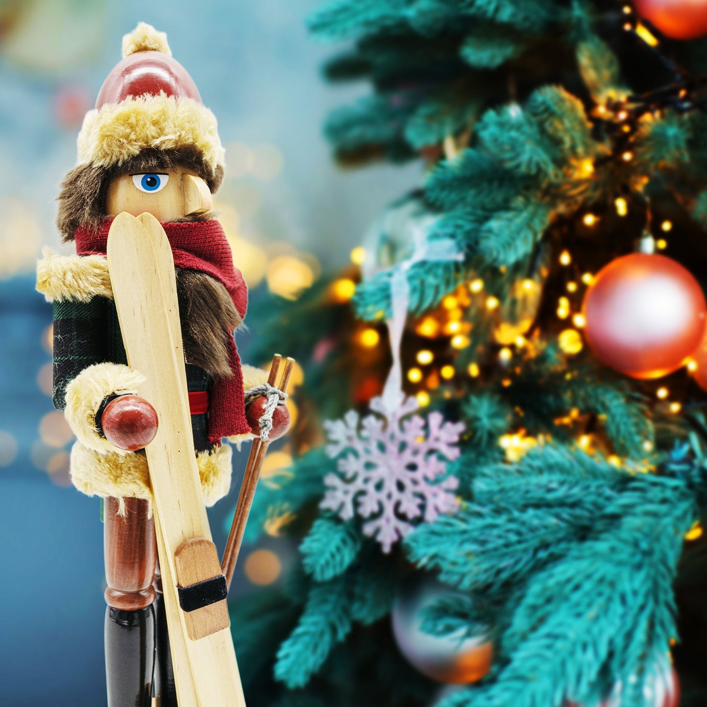 14" Skier Christmas Nutcracker