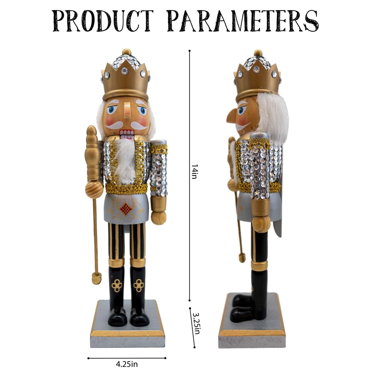 14" Silver Sequin Soldier Nutcracker