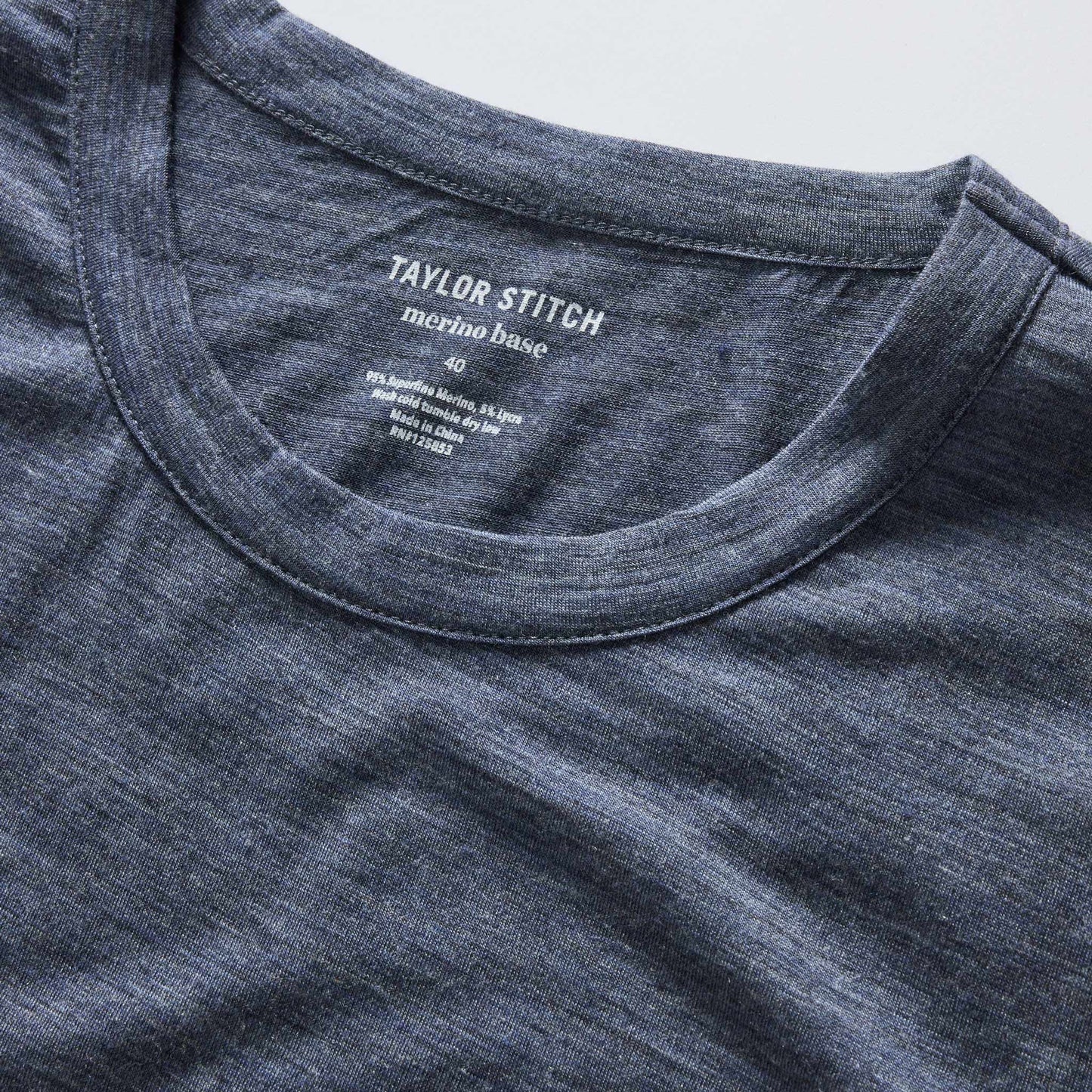 The Merino Tee in Heather Navy