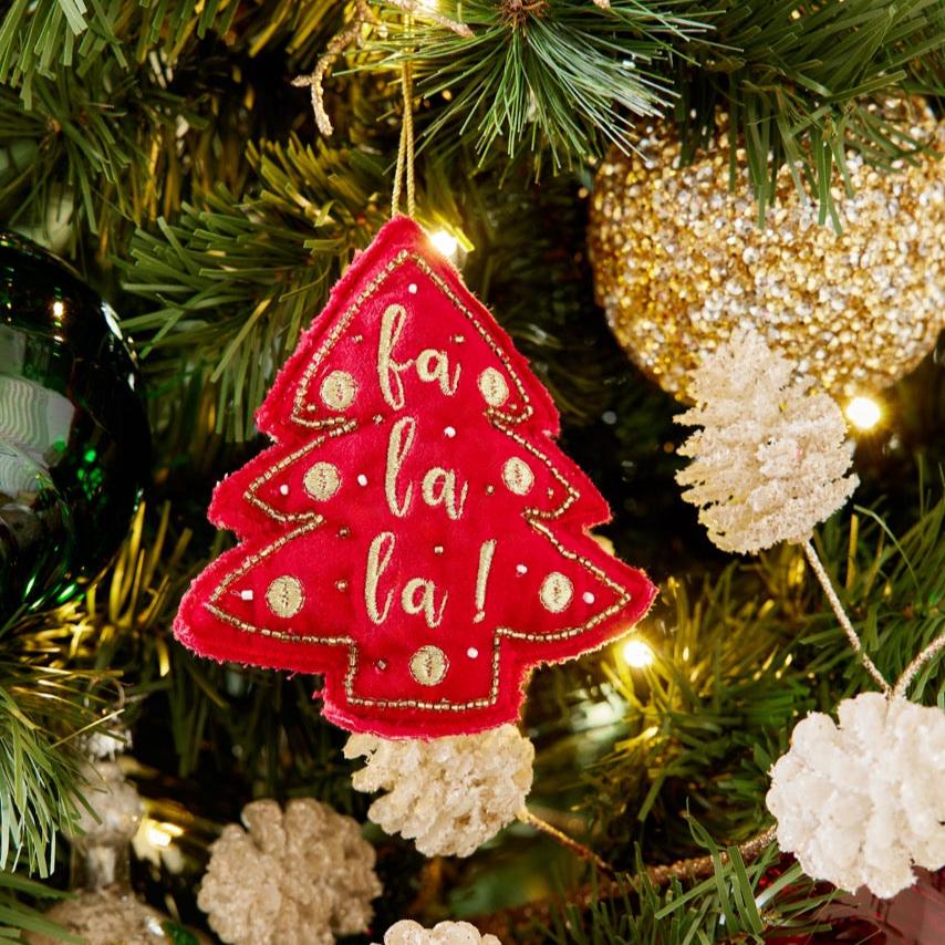 Embroidered Christmas Cheer Ornament-Set of 6