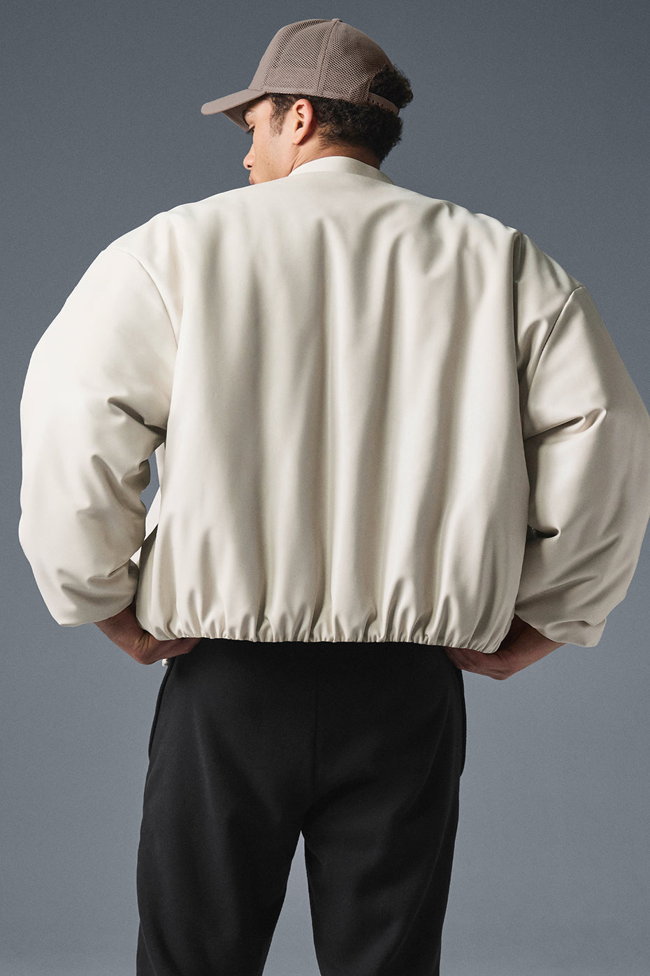 Faux Leather Premier Bomber - Bone