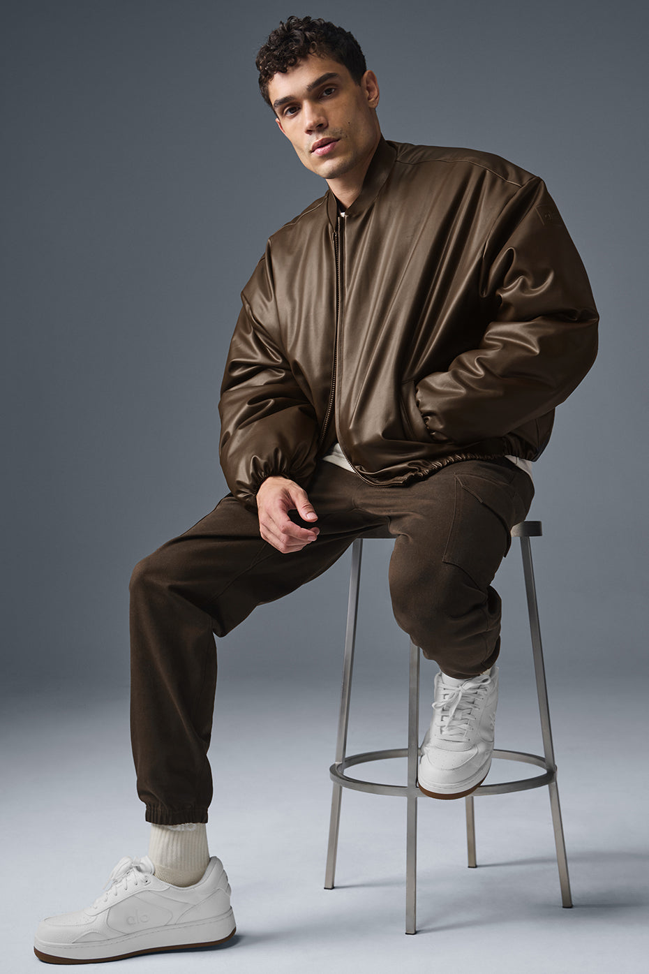 Faux Leather Premier Bomber - Espresso