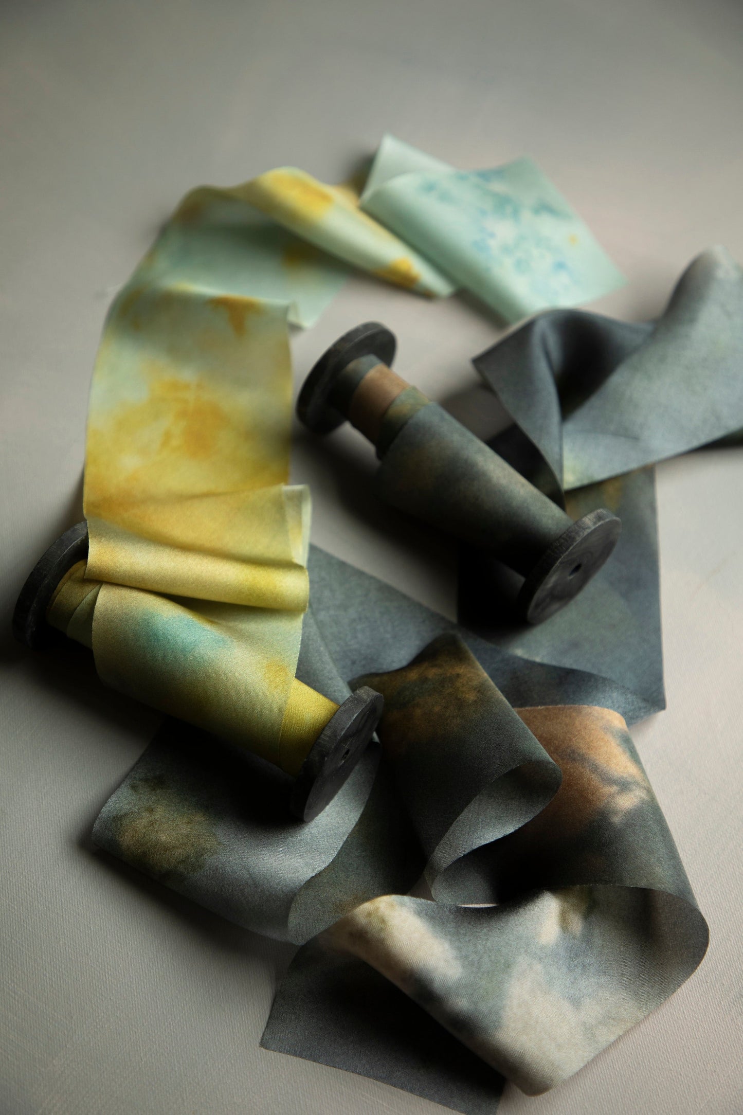 Botanical Print / Teal Marigold Silk ribbon