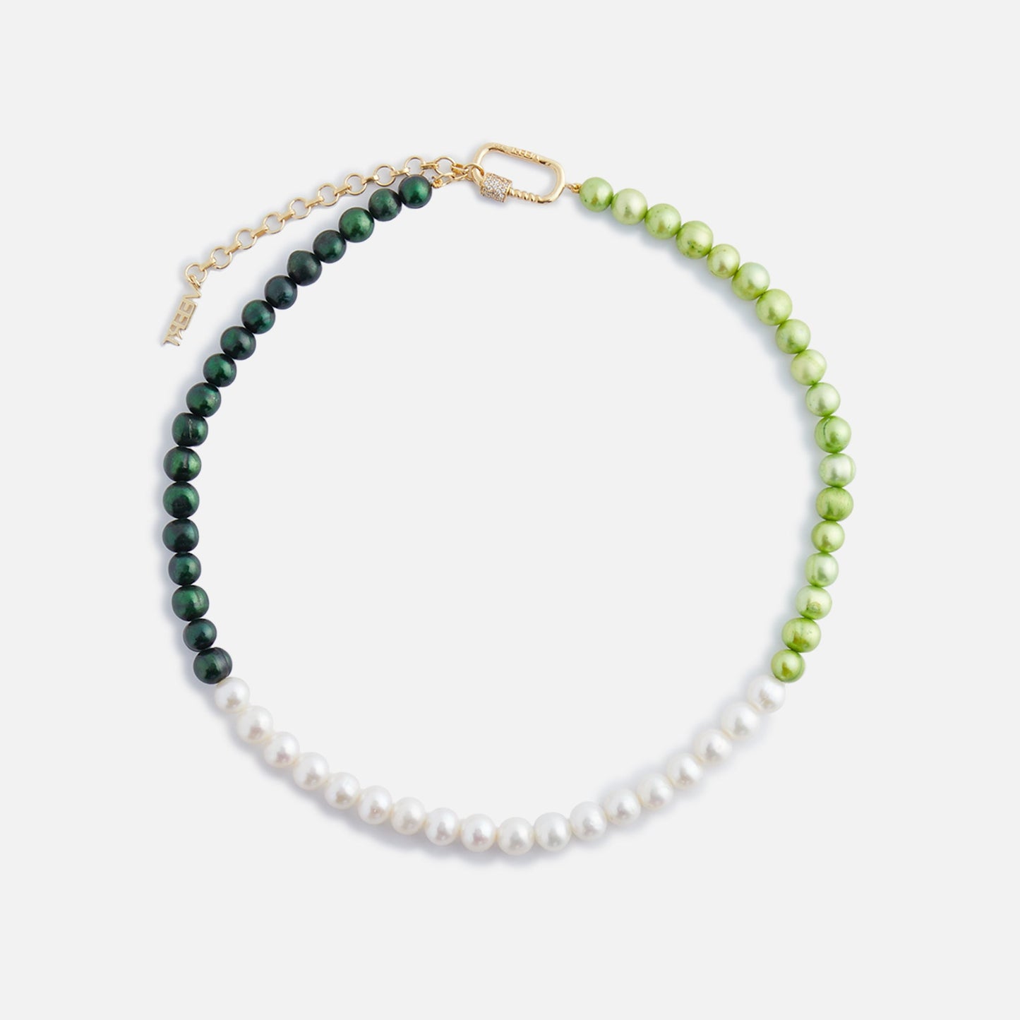VEERT The Chunk Freshwater Pearl Necklace - Multi Green