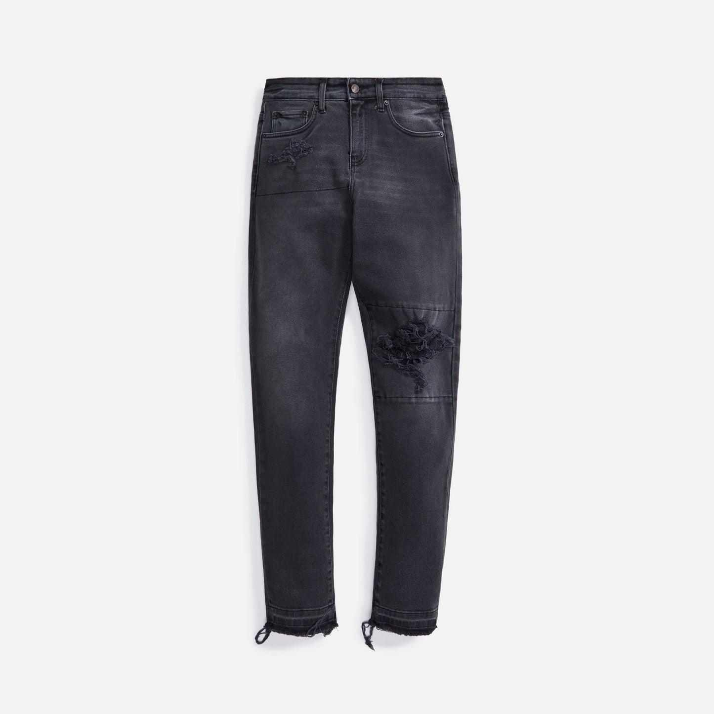 Val Kristopher Distressed Knee Denim - Faded Black