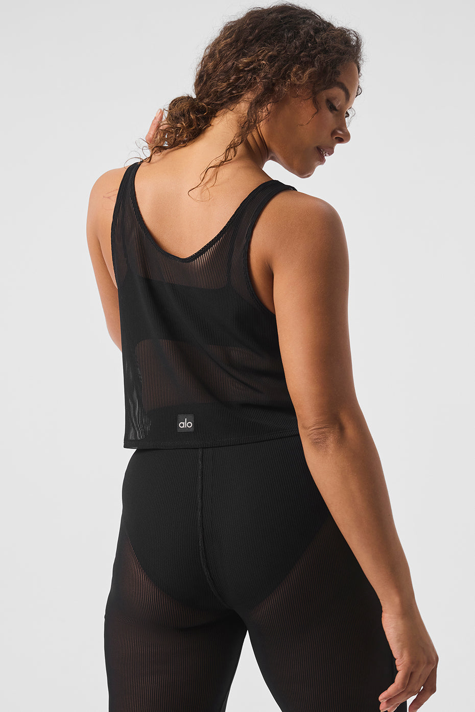 Striped Mesh Tropical Nights Tank - Black