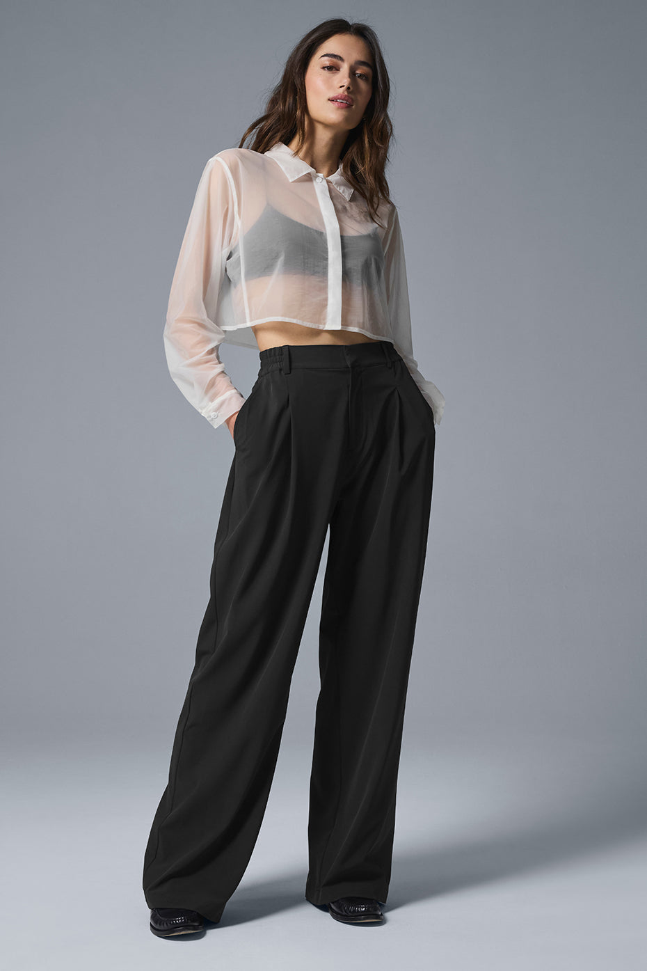 Sheer Cropped Take Me Out Button Up - White