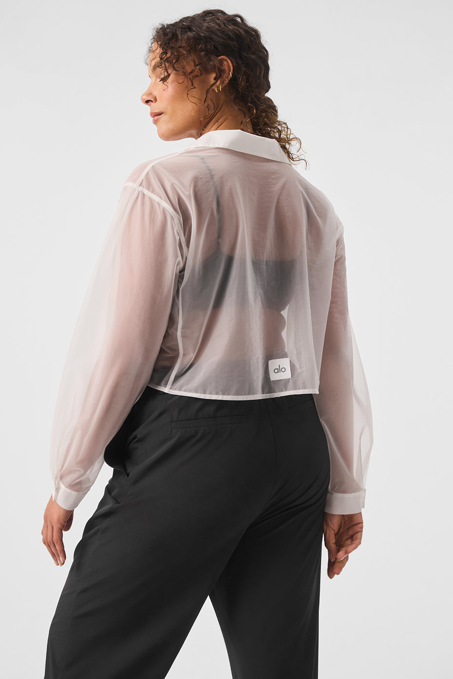 Sheer Cropped Take Me Out Button Up - White