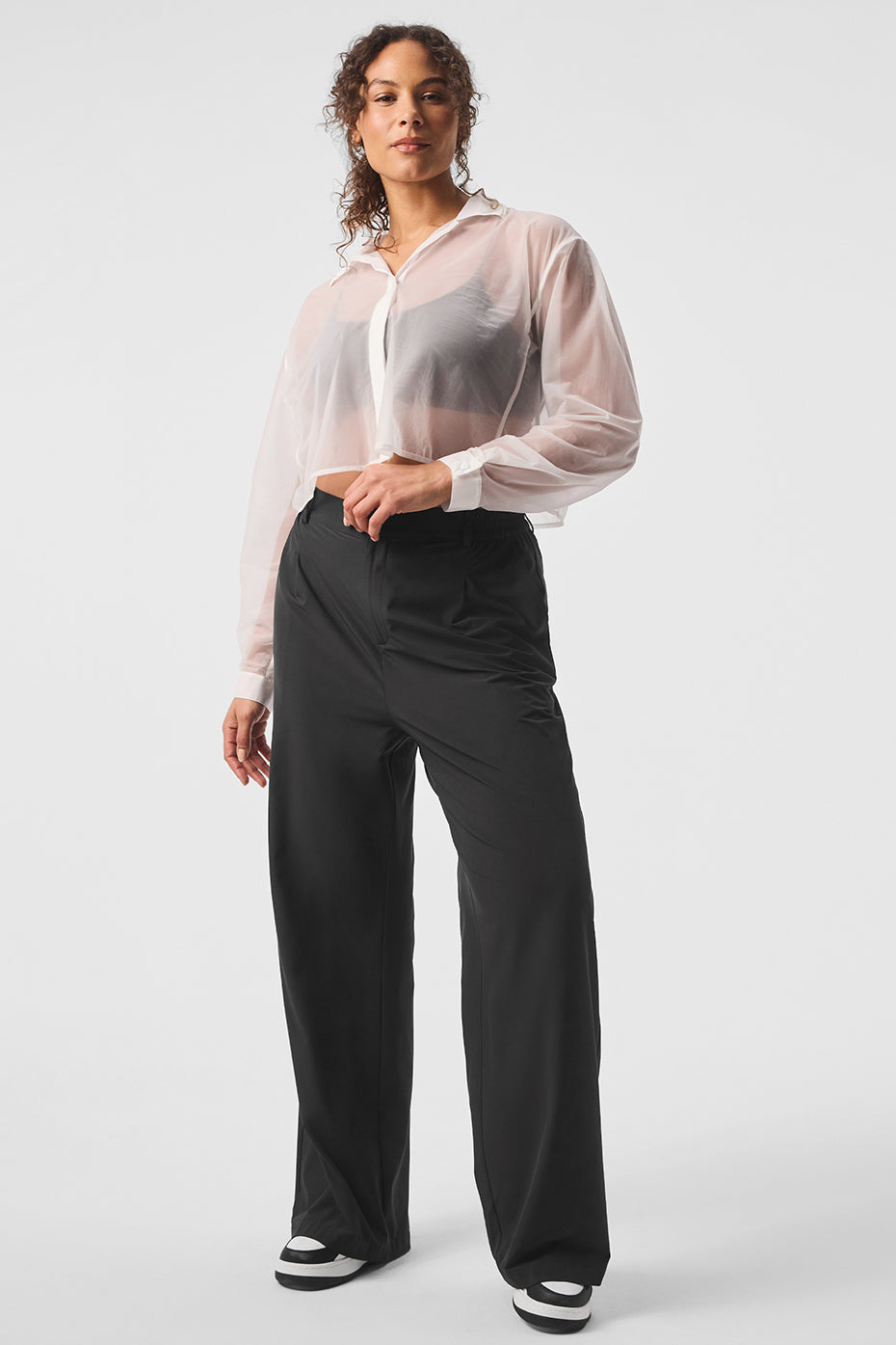 Sheer Cropped Take Me Out Button Up - White