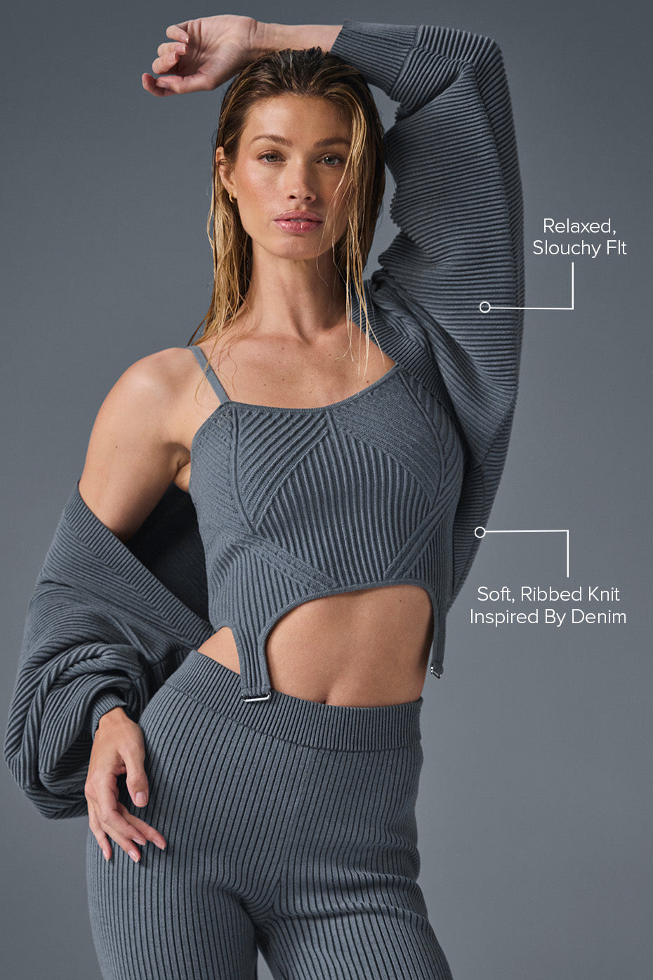 Denim Knit Shawl - Steel Grey/Anthracite