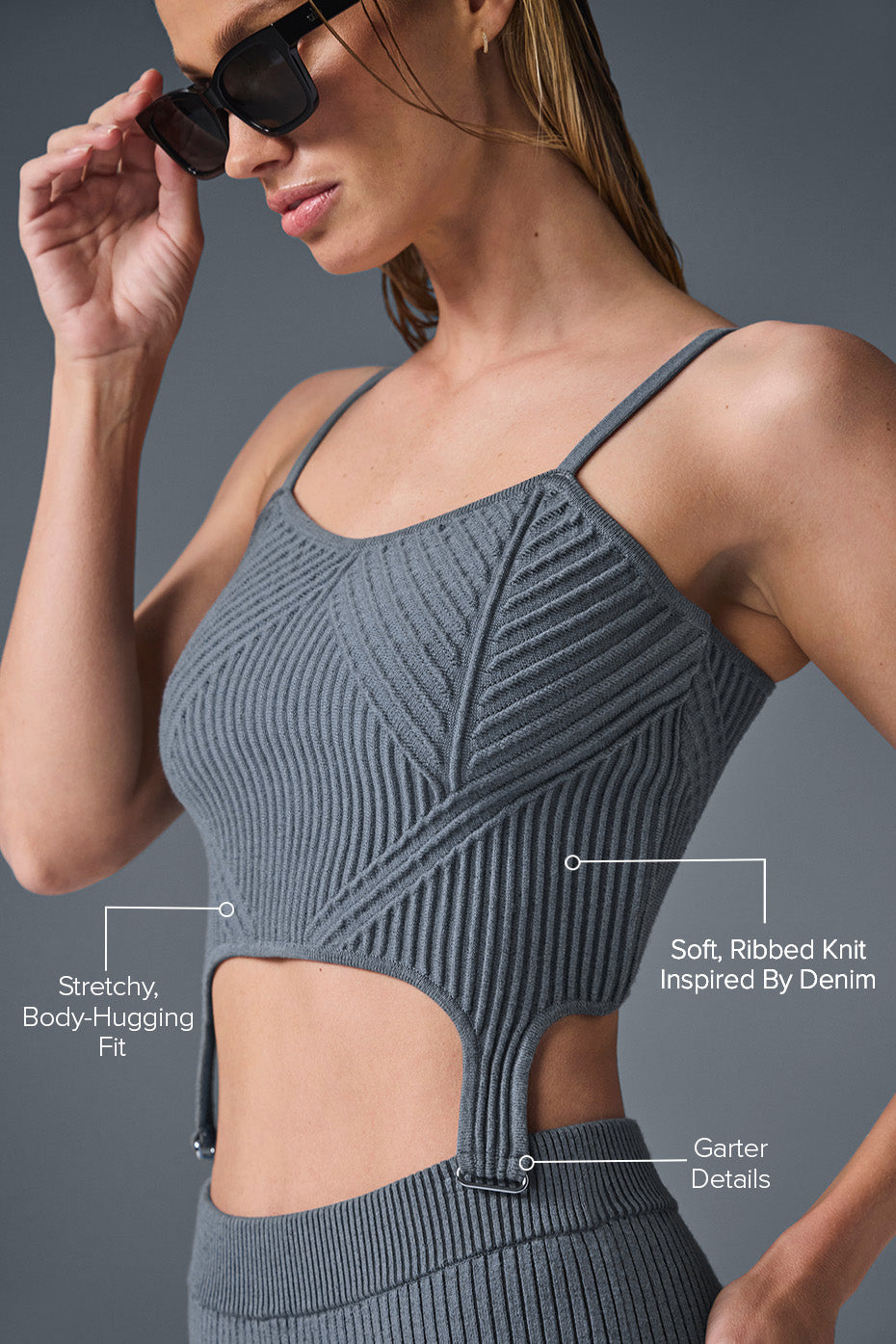 Denim Knit Garter Tank - Steel Grey/Anthracite