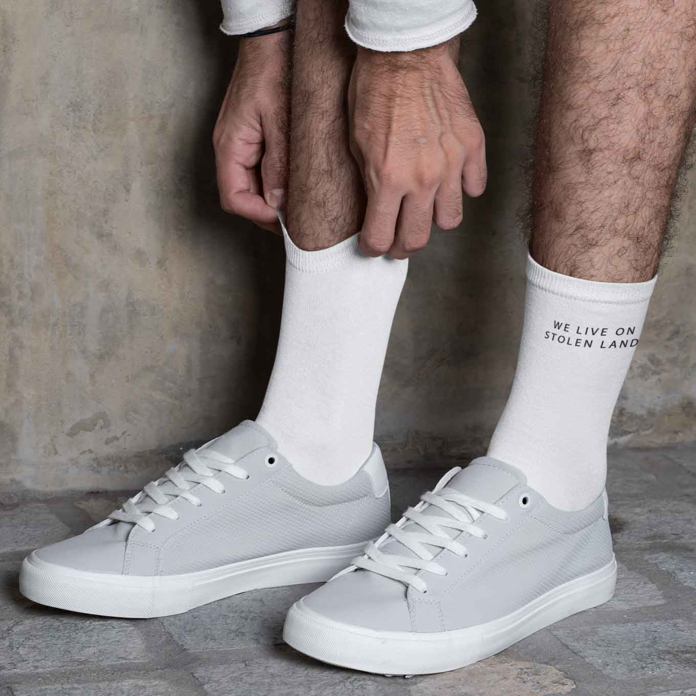 We Live On Stolen Land Socks