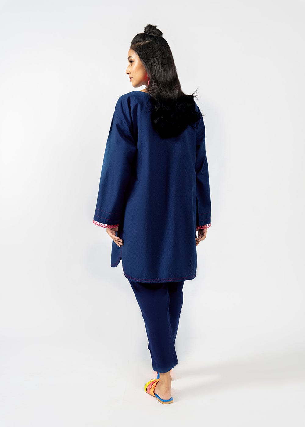 Dyed Embroidered Dobby Kurti