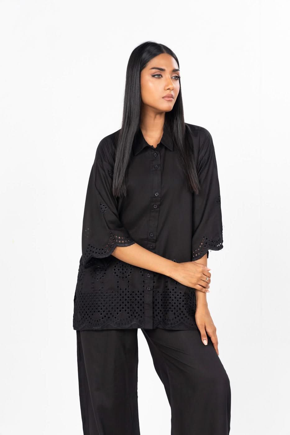 Stitched - 2 Pc Embroidered Raw Silk Outfit