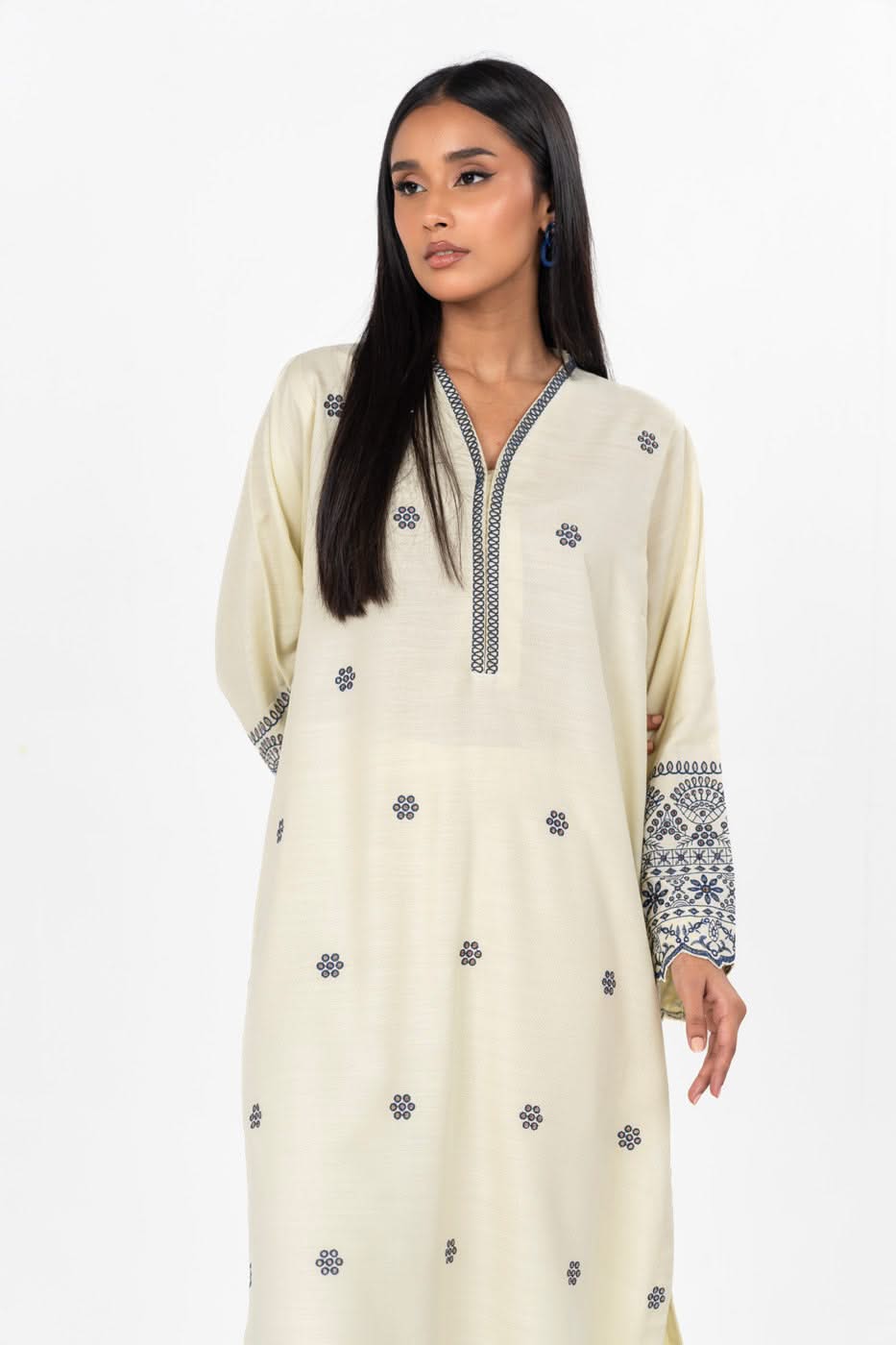 Stitched - 2 Pc Embroidered Raw Silk Outfit