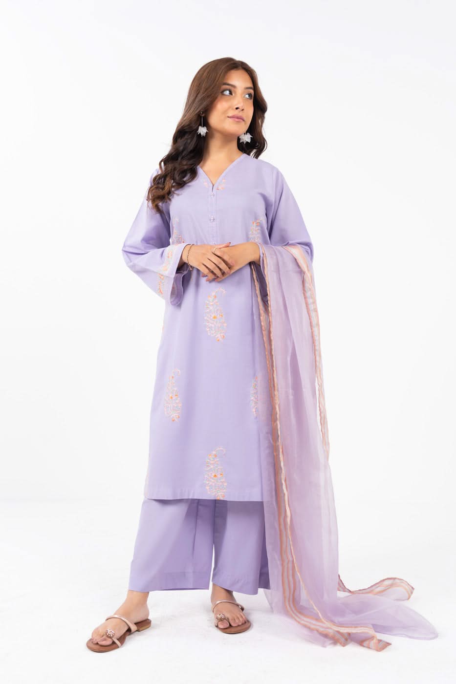 Stitched - 3 Pc Embroidered Cambric Outfit