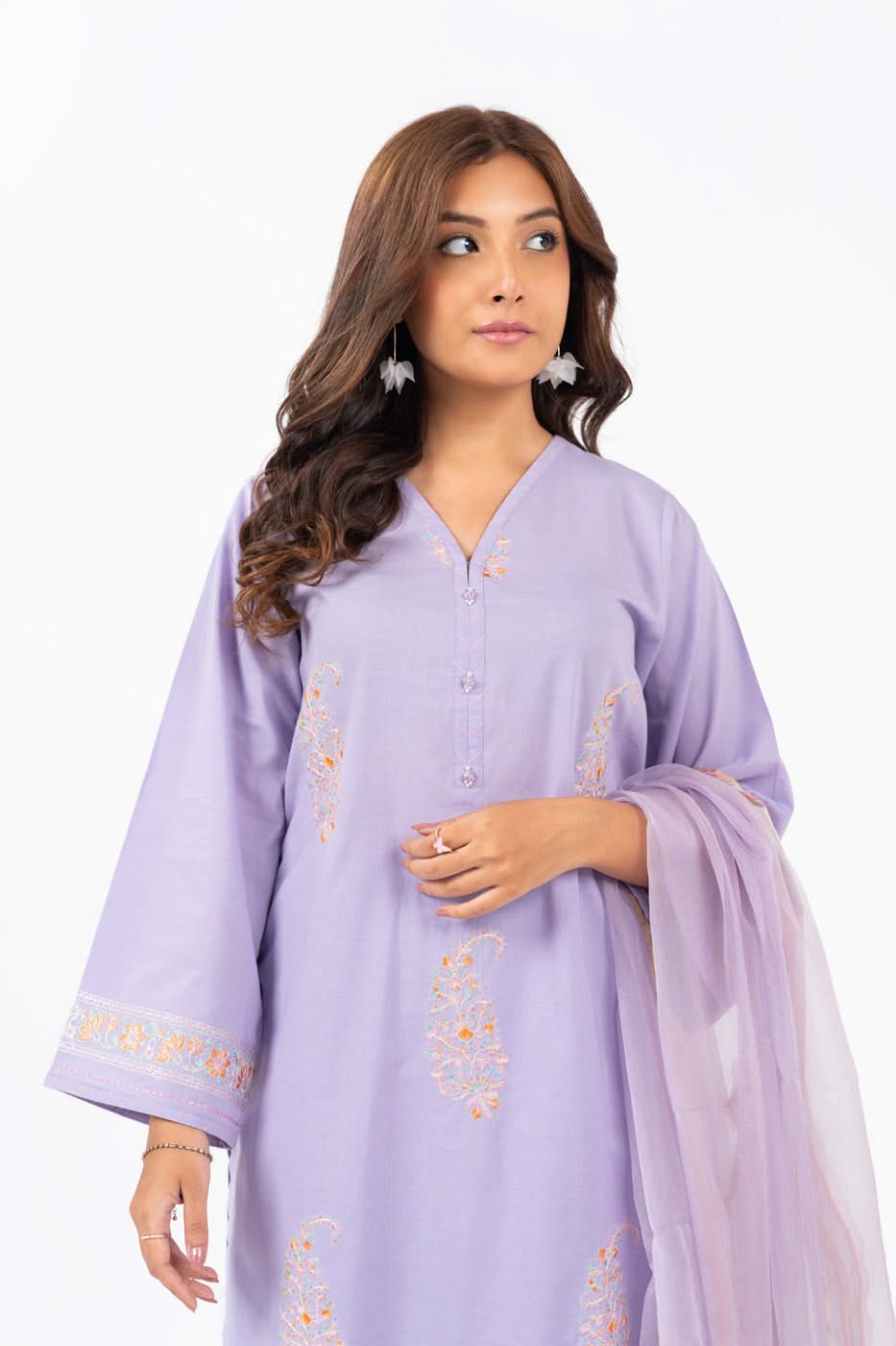 Stitched - 3 Pc Embroidered Cambric Outfit
