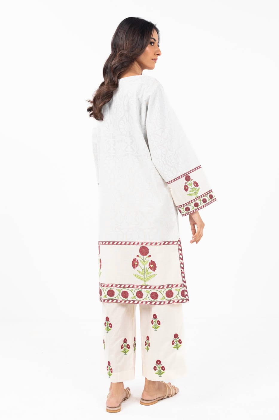 Stitched - 2 Pc Embroidered Slub Outfit