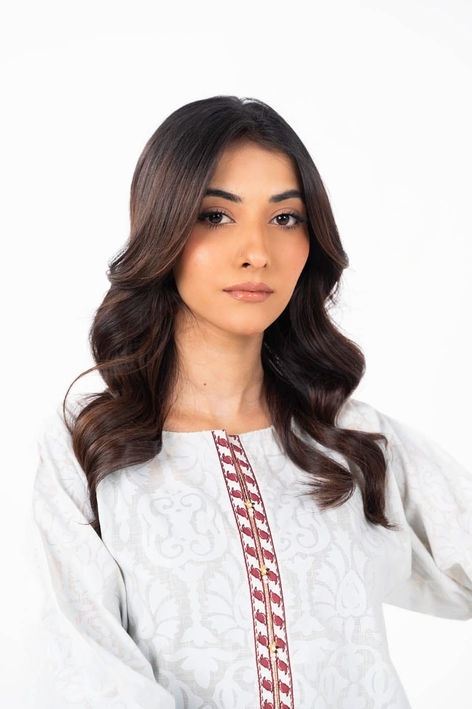Stitched - 2 Pc Embroidered Slub Outfit
