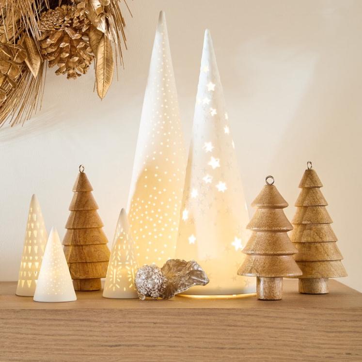 LED Porcelain Forest Tree with Cutout Stars