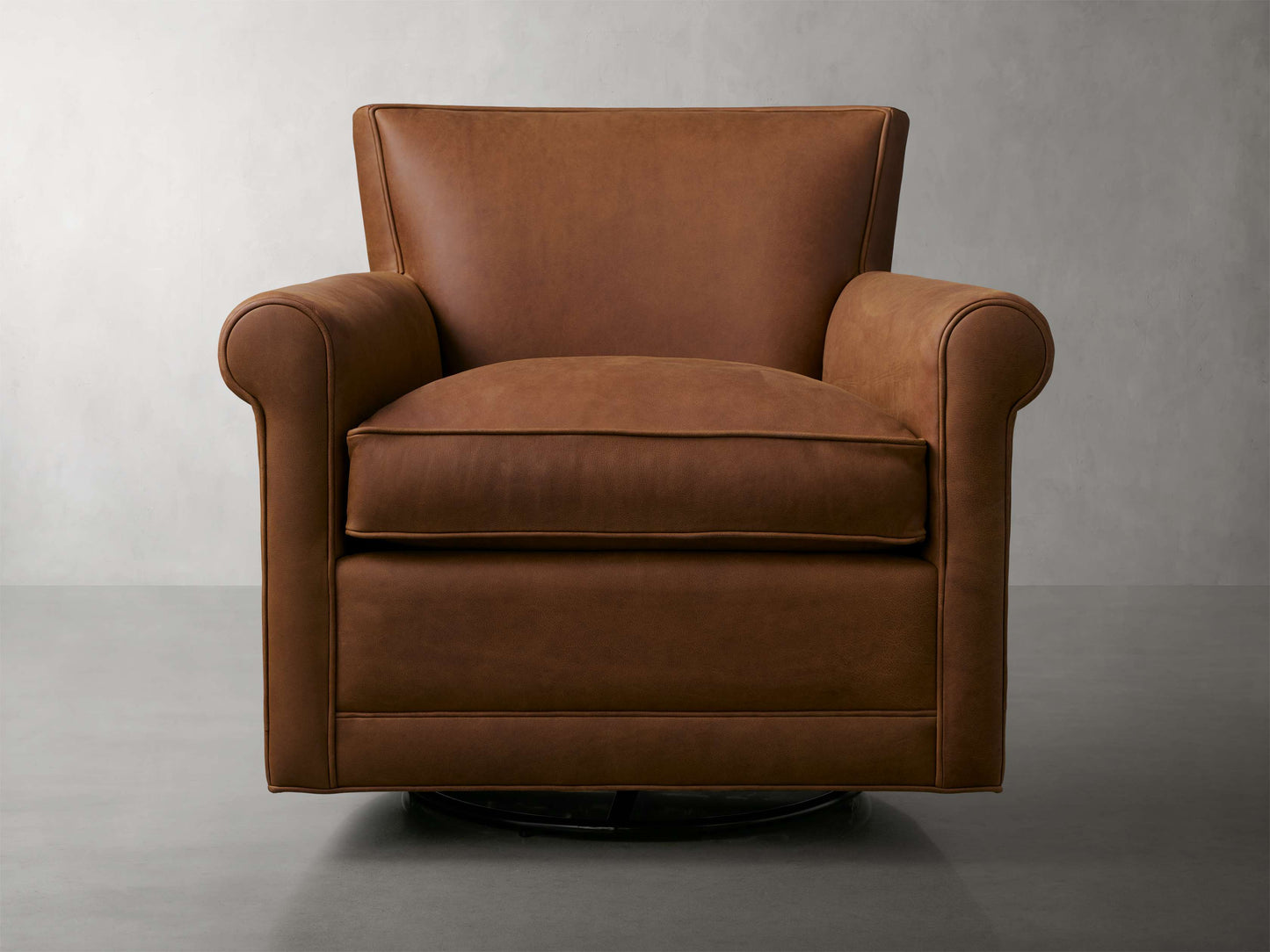 Rudy Leather Rolled Arm Swivel Chair